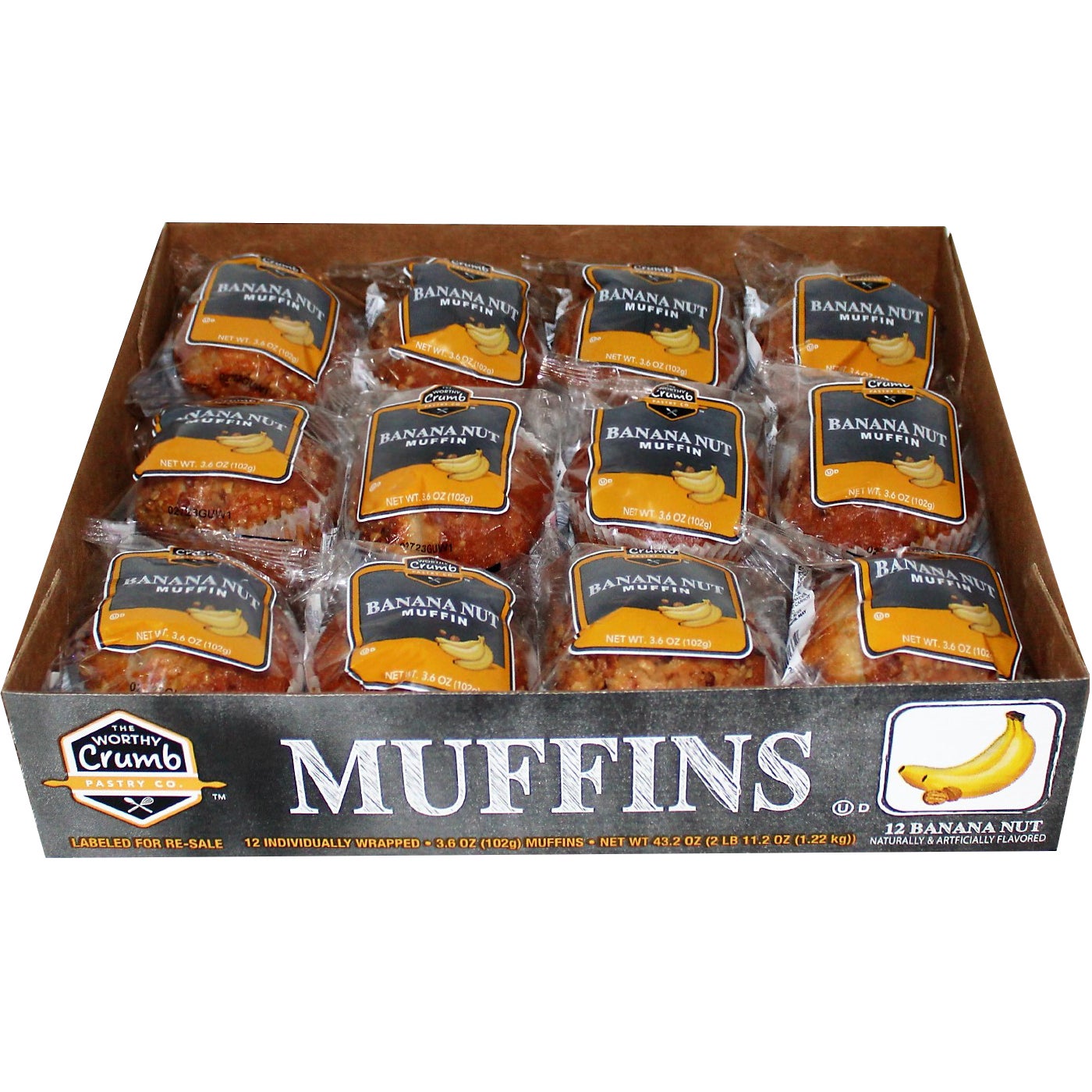 THE WORTHY CRUMB BANANA NUT MUFFIN 12/3.6OZ - Image 1