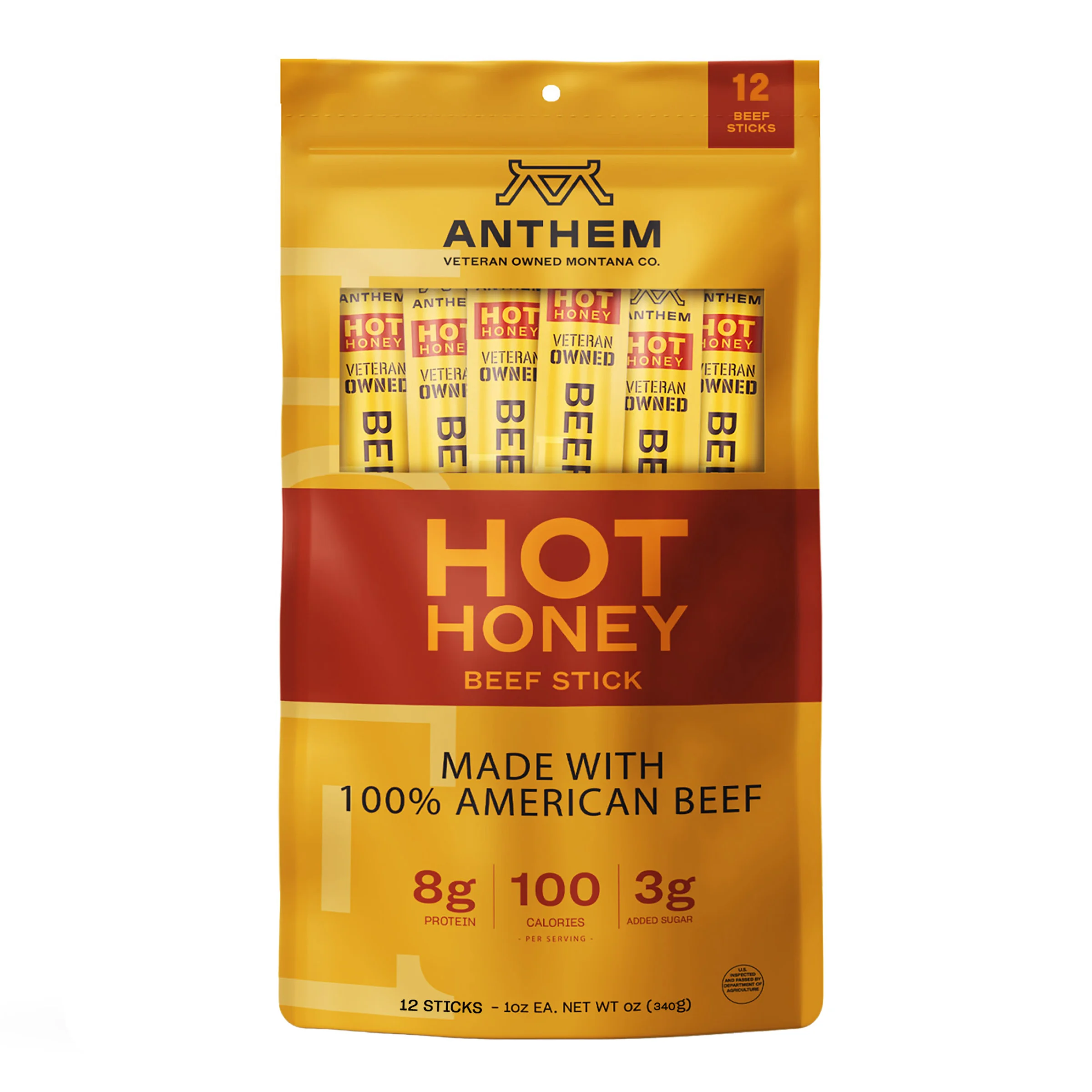 ANTHEM SNACKS HOT HONEY BEEF STICKS 12 CT/1 OZ (0.75 LB)