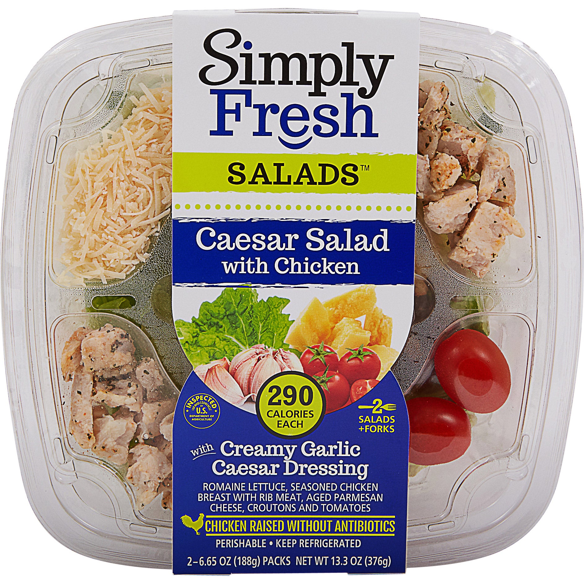 SIMPLY FRESH ABF CHICKEN CAESAR SALAD 2/6.65 OZ