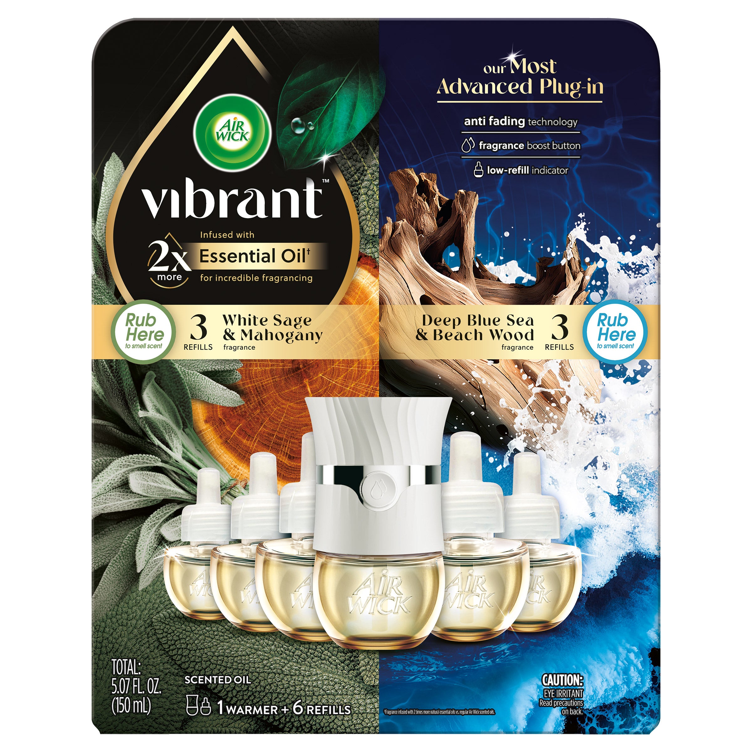 AIR WICK VIBRANT SCENTED OILS 1 WARMER + 6 REFILLS