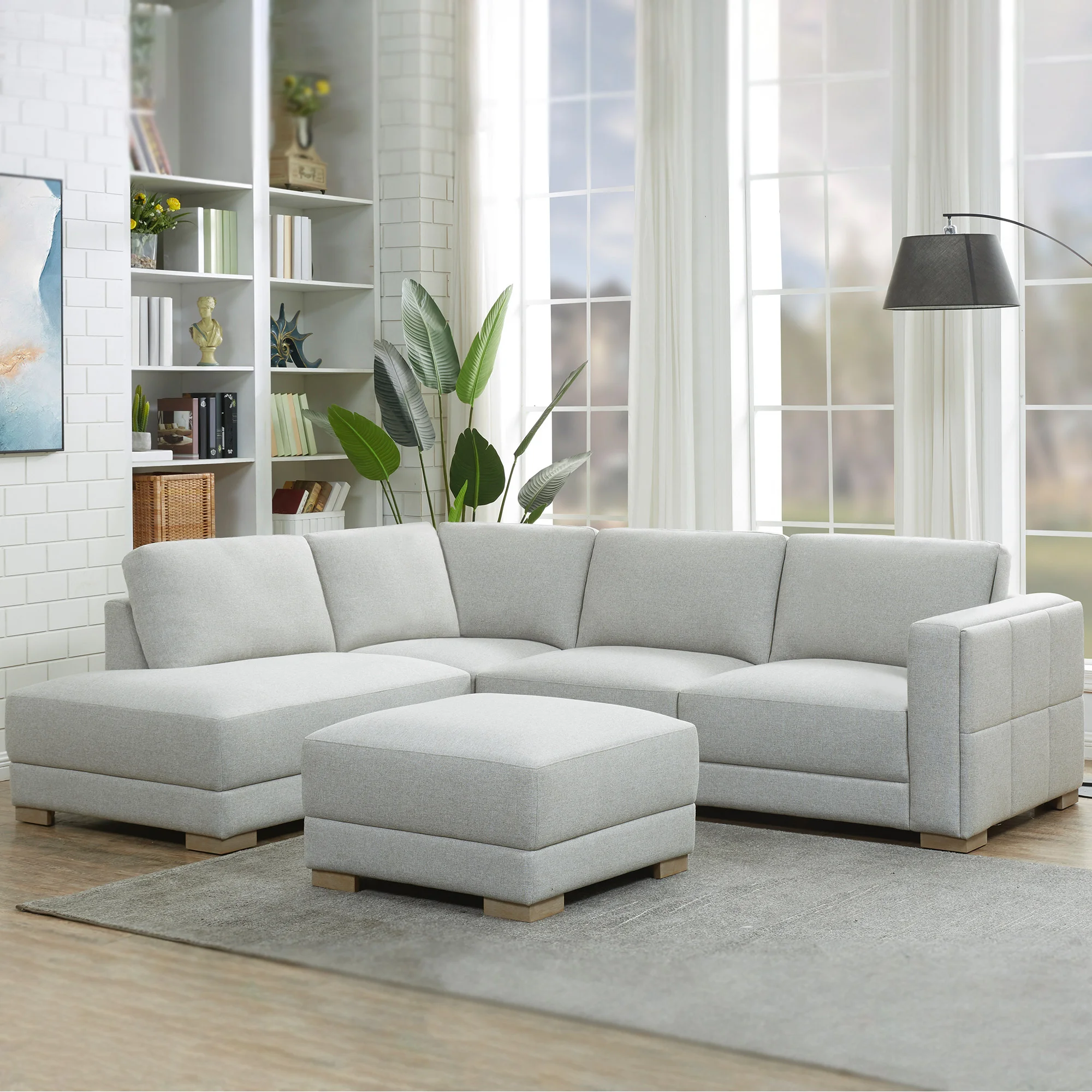 SYNERGY HOME DRAYDEN FABRIC SECTIONAL WITH OTTOMAN
