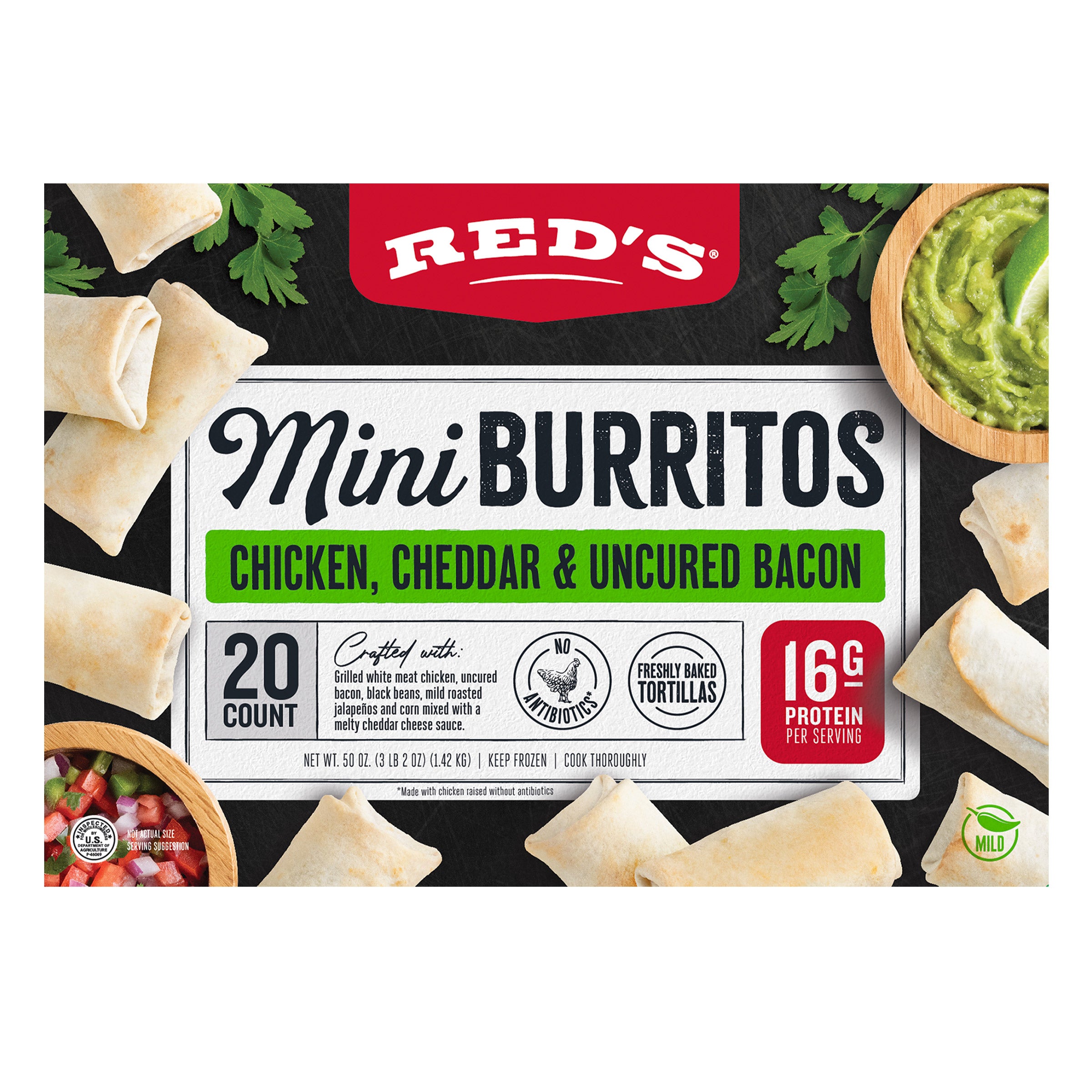 RED'S MINI CHICKEN BURRITOS 20 COUNT BOX - Image 1