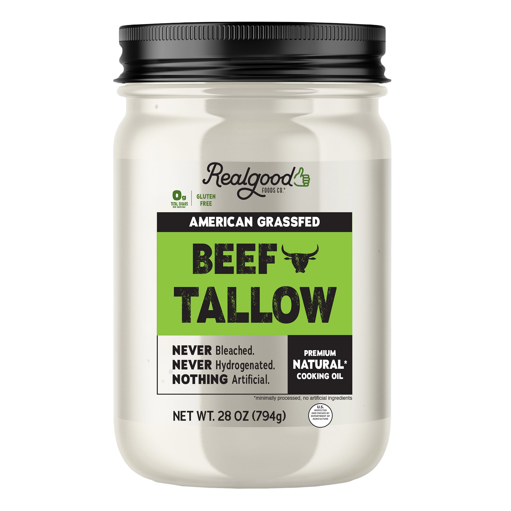 REALGOOD FOODS GRASS FED BEEF TALLOW 28 OZ (1.75 LBS) - Image 1