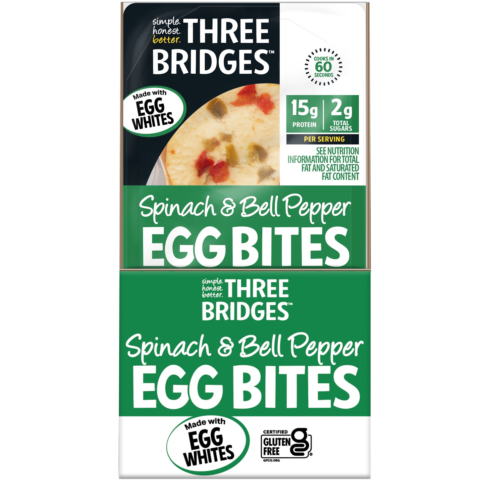 THREE BRIDGES SPINACH/BELL PEPPER EGG BITES 7/4.6OZ