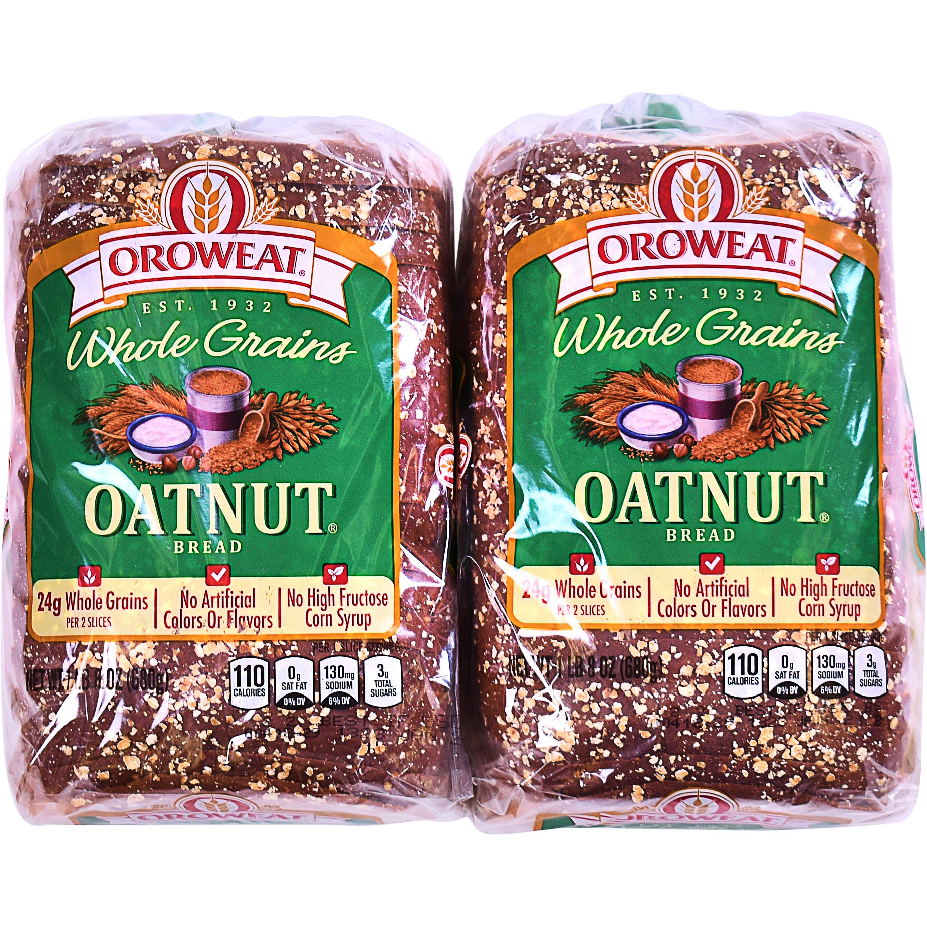 OROWEAT WHOLE GRAIN OATNUT BREAD 2/24 OZ