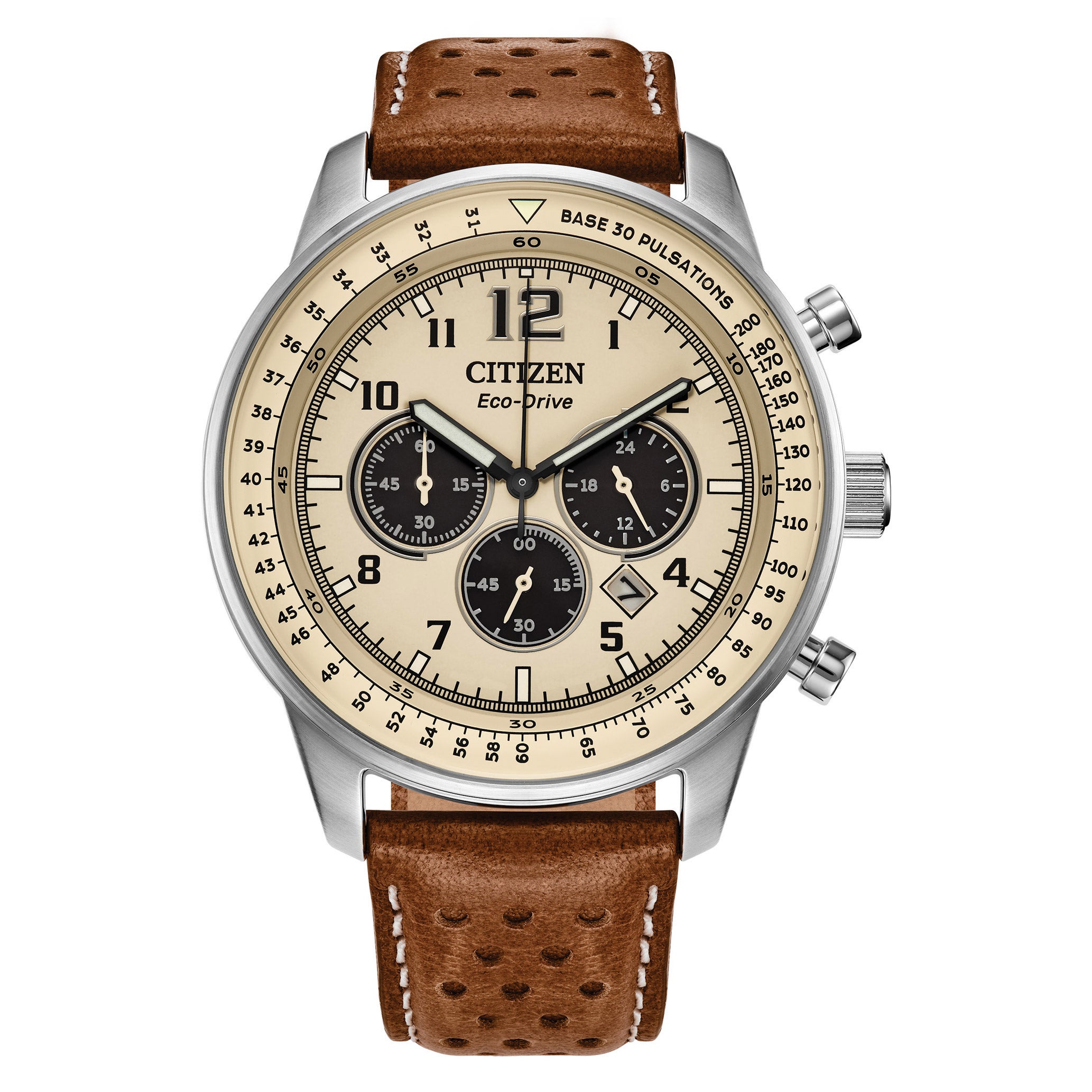 CITIZEN ECO-DRIVE WEEKENDER LEATHER MENS WATCH - Image 1