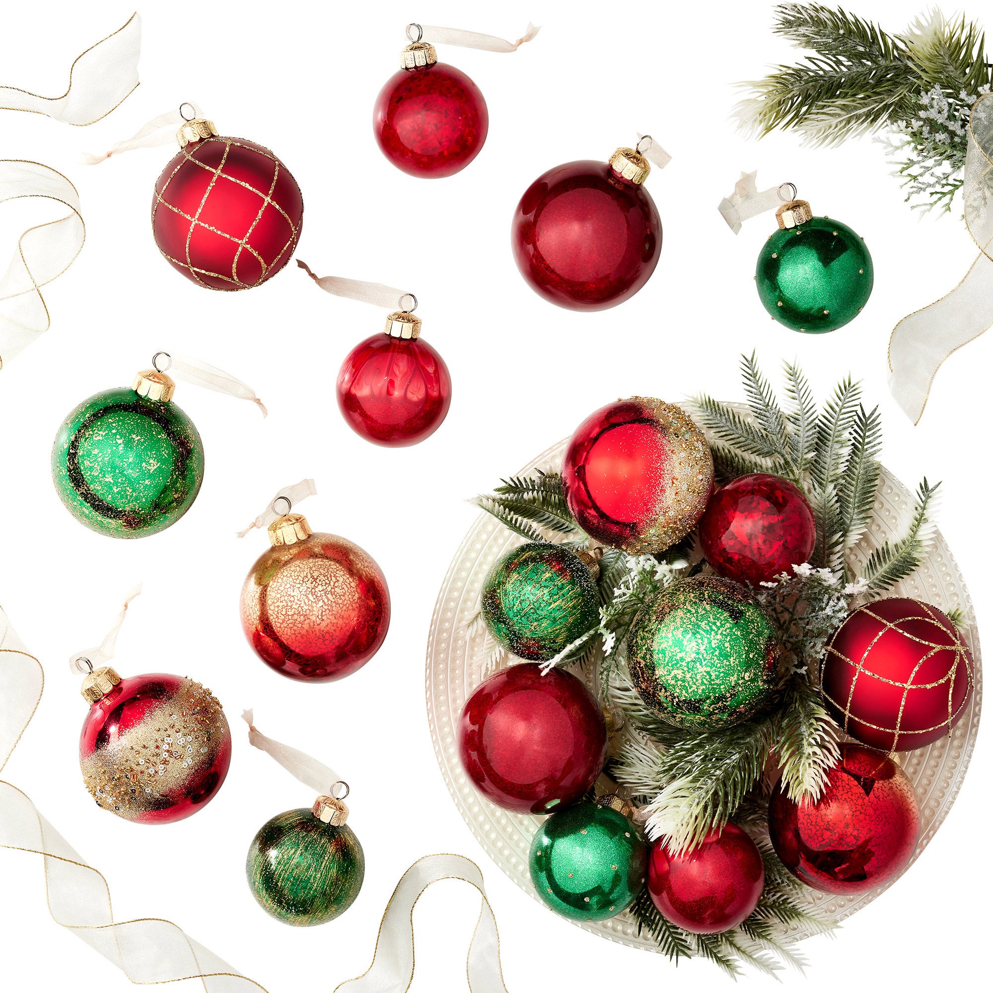 GLASS ORNAMENTS 18-PIECE SET - Image 1