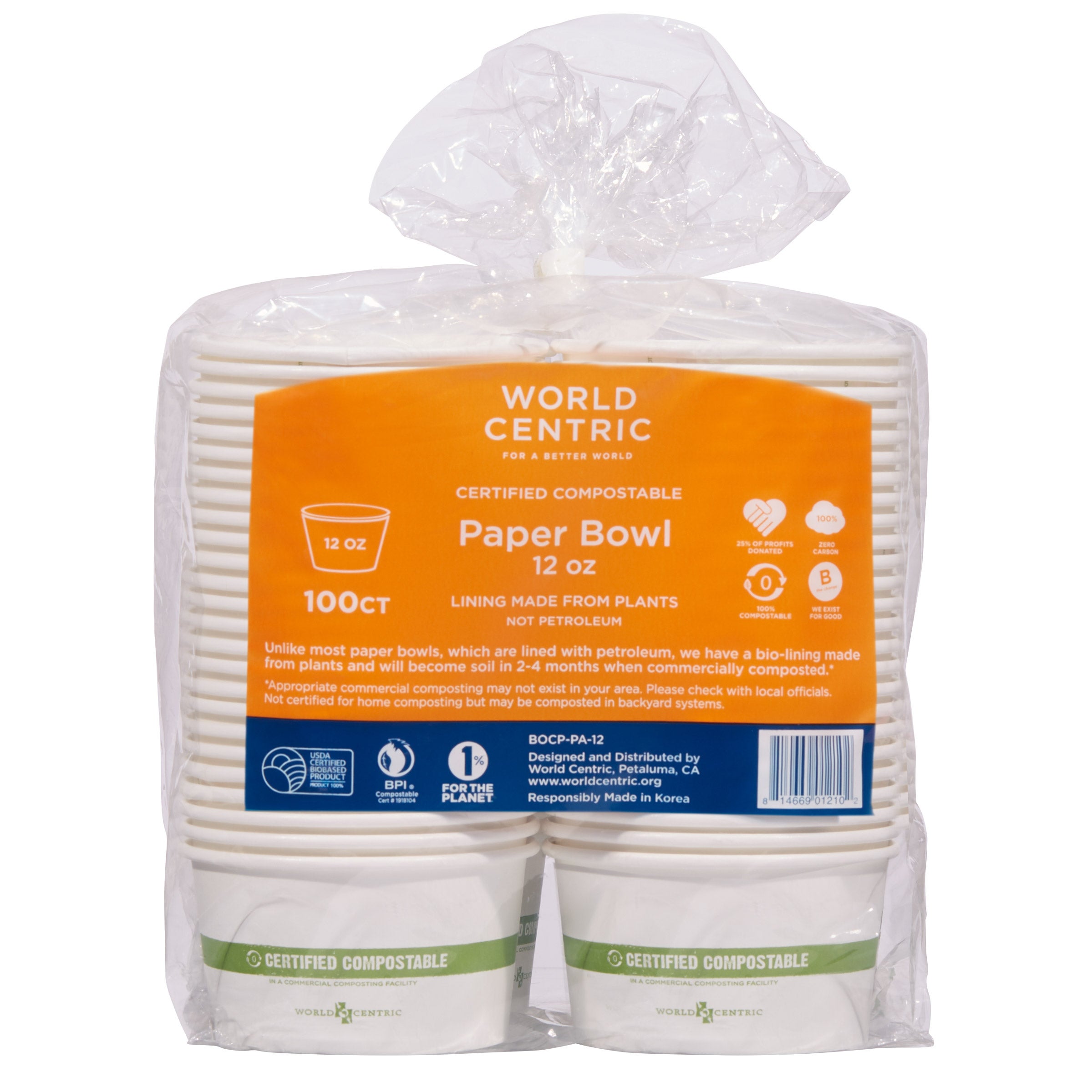 WORLD CENTRIC 12 OUNCE BOWLS 100 COUNT - Image 1