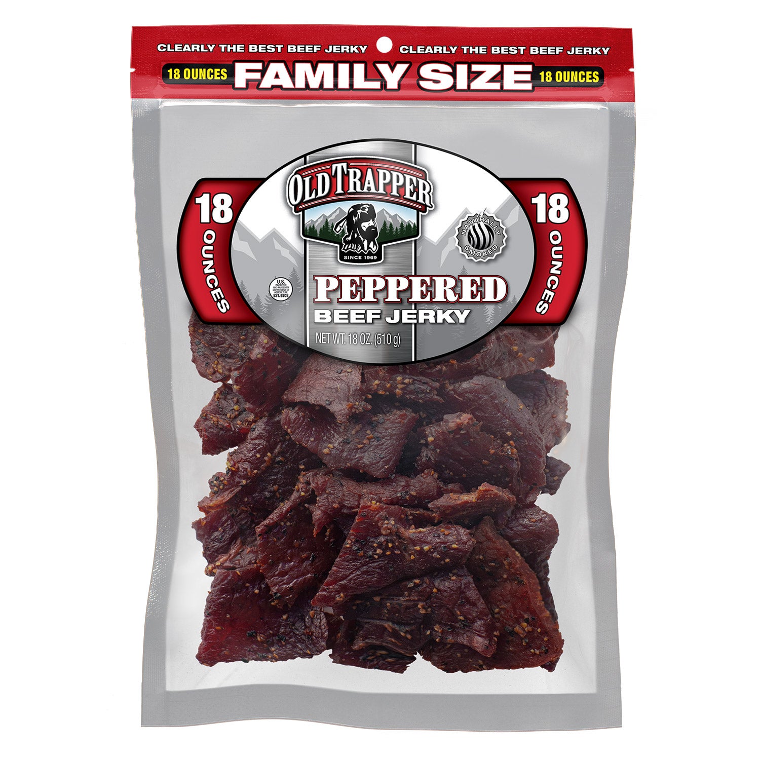 OLD TRAPPER PEPPERED BEEF JERKY 18 OZ