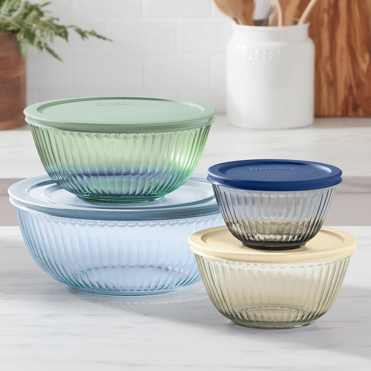 PYREX 8-PIECE COLORED GLASS MIXING BOWL SET - Image 1