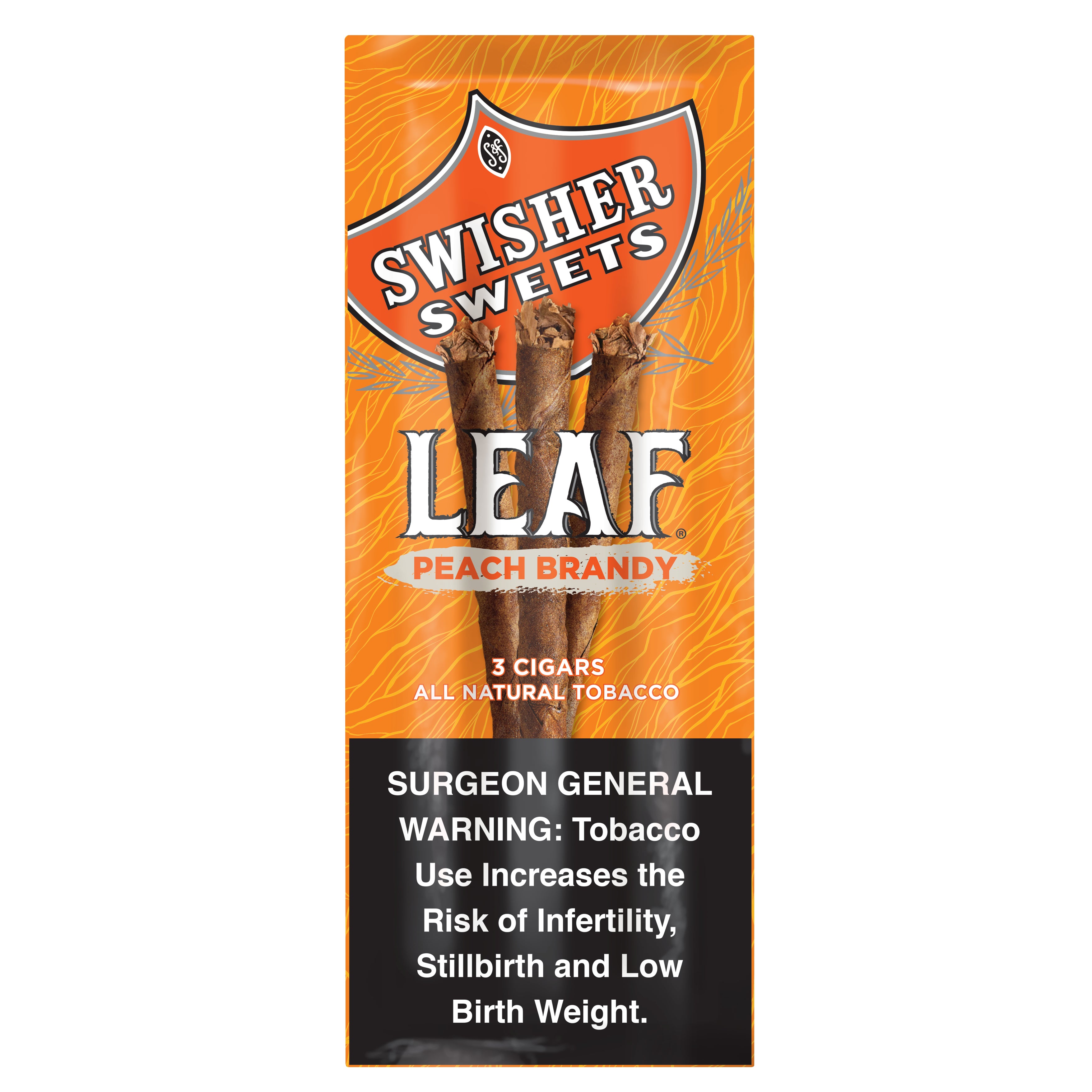 SWISHER SWEETS LEAF - PEACH BRANDY 10/3CT PCH NONPRICED