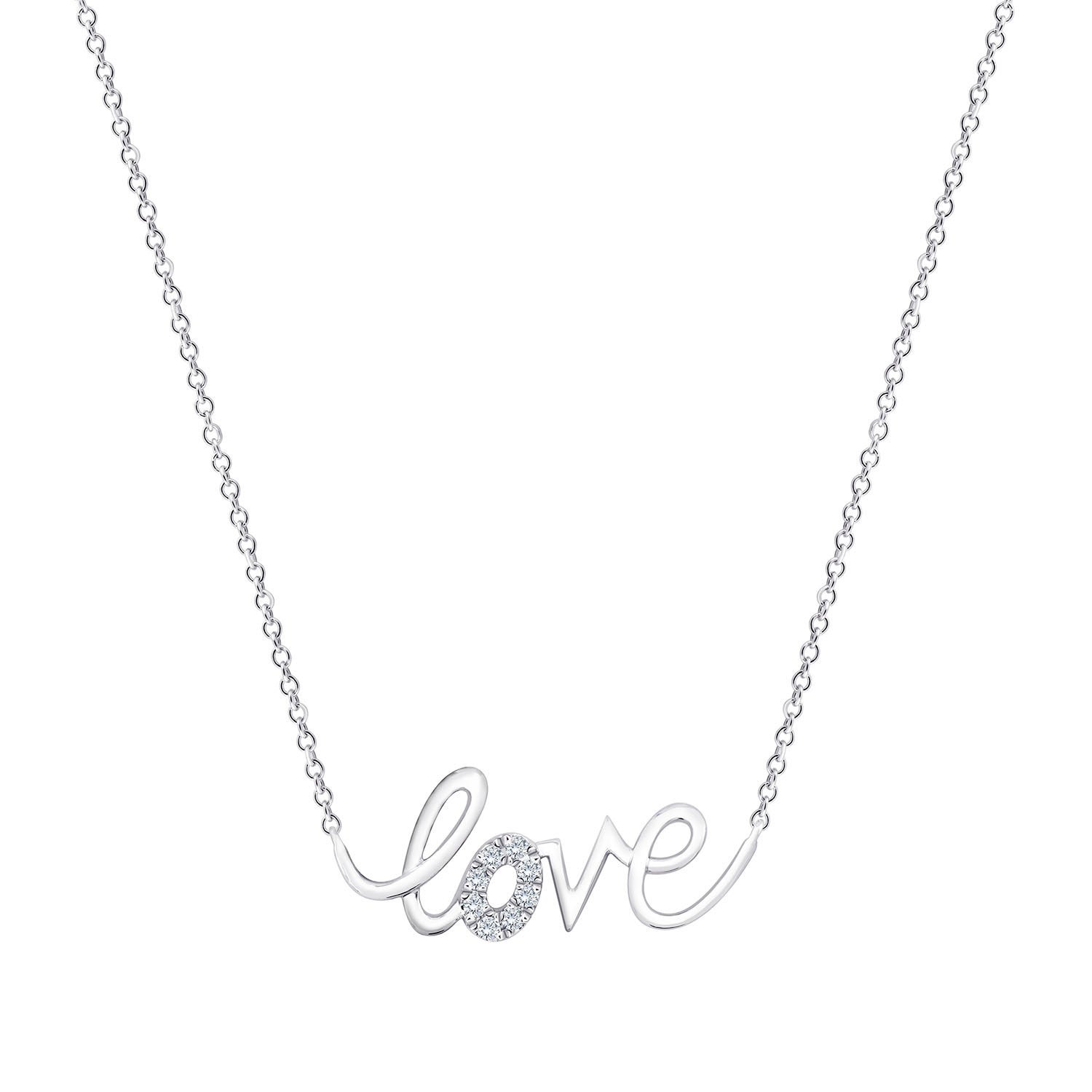 14KT WHITE GOLD VS2 I 0.05CTW ROUND DIAMOND LOVE PENDANT