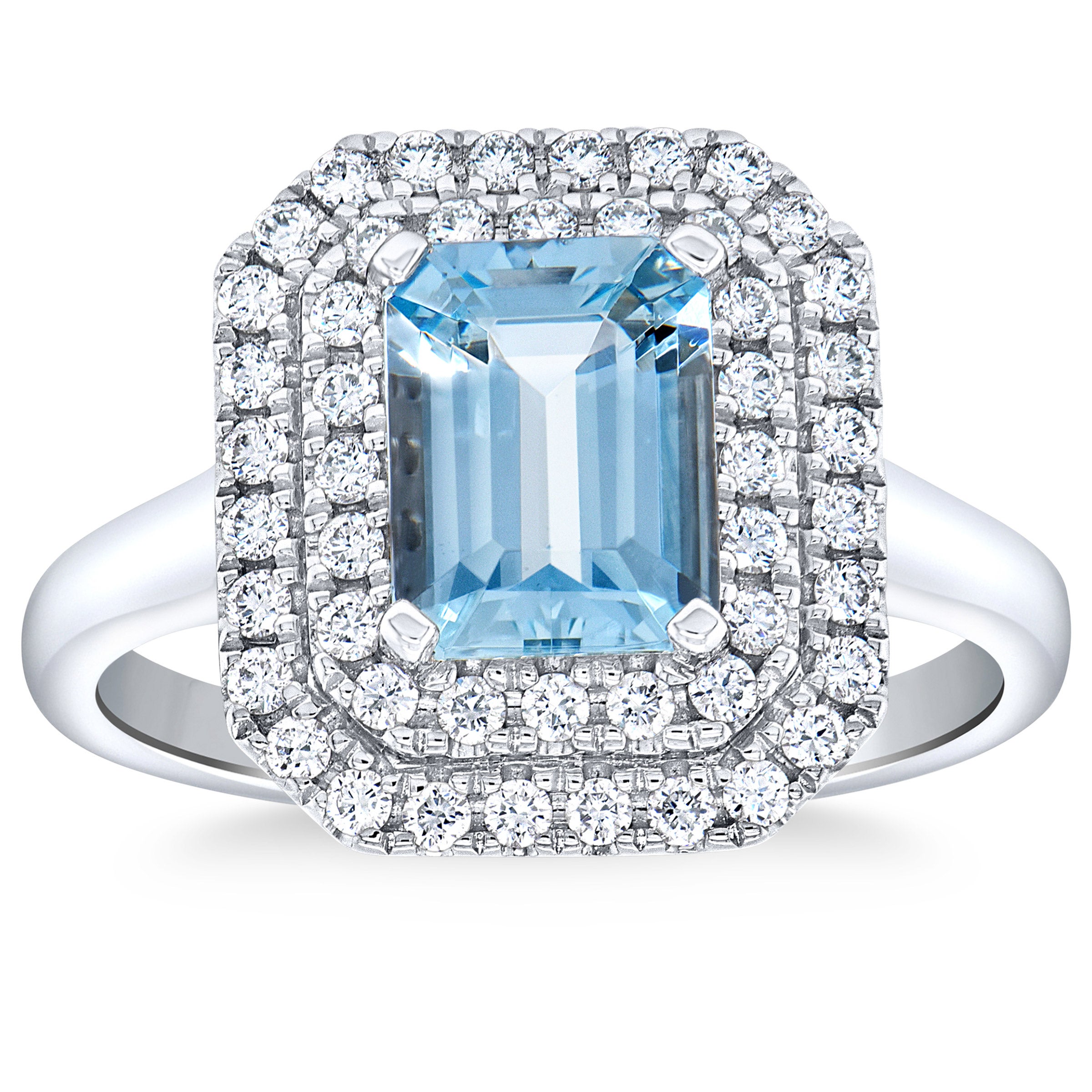 14KT WHITE GOLD VS2I 0.40CTW ROUND AQUAMARINE DIA RING - Image 1