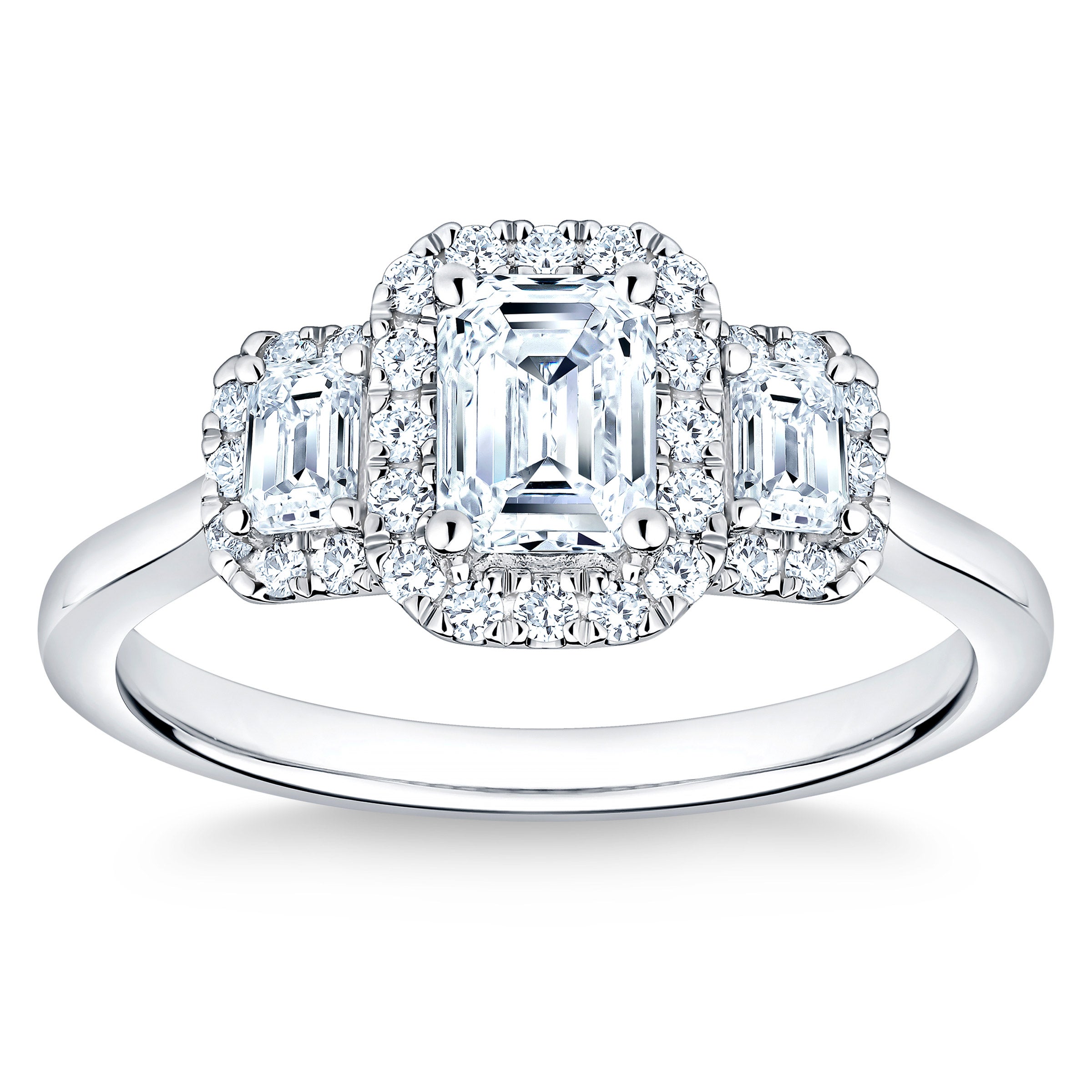 PLATINUM VS2 G 1.17CTW EMERALD & ROUND DIAMOND RING (0.70CTR) - Image 1