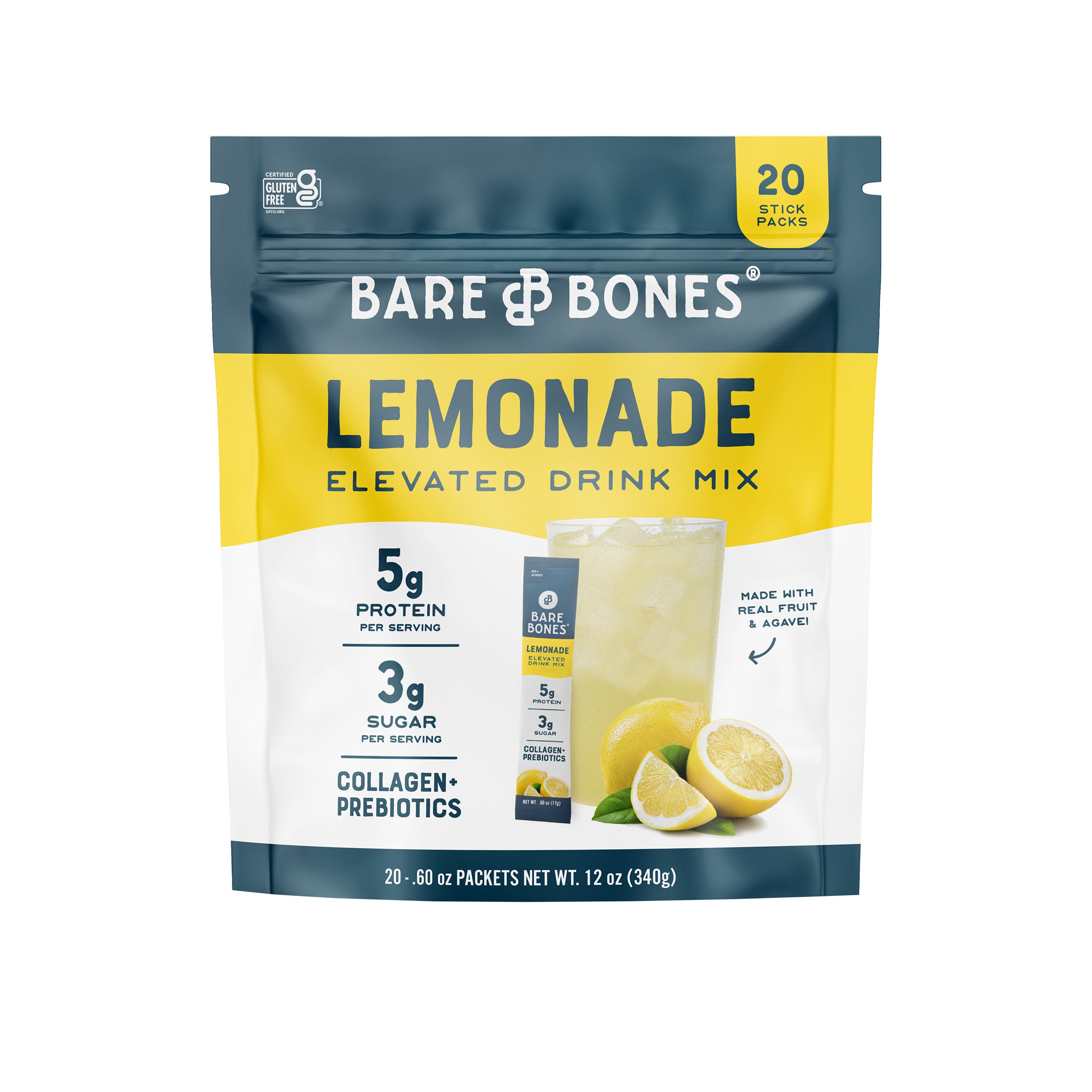 BARE BONES ELEVATED LEMONADE MIX 20/.6 OZ PACKS
