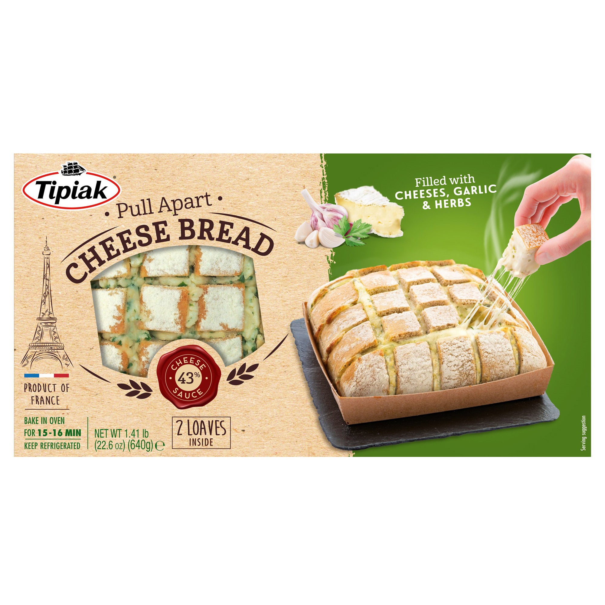 TIPIAK PULL APART GARLIC CHEESE BREAD 2PK