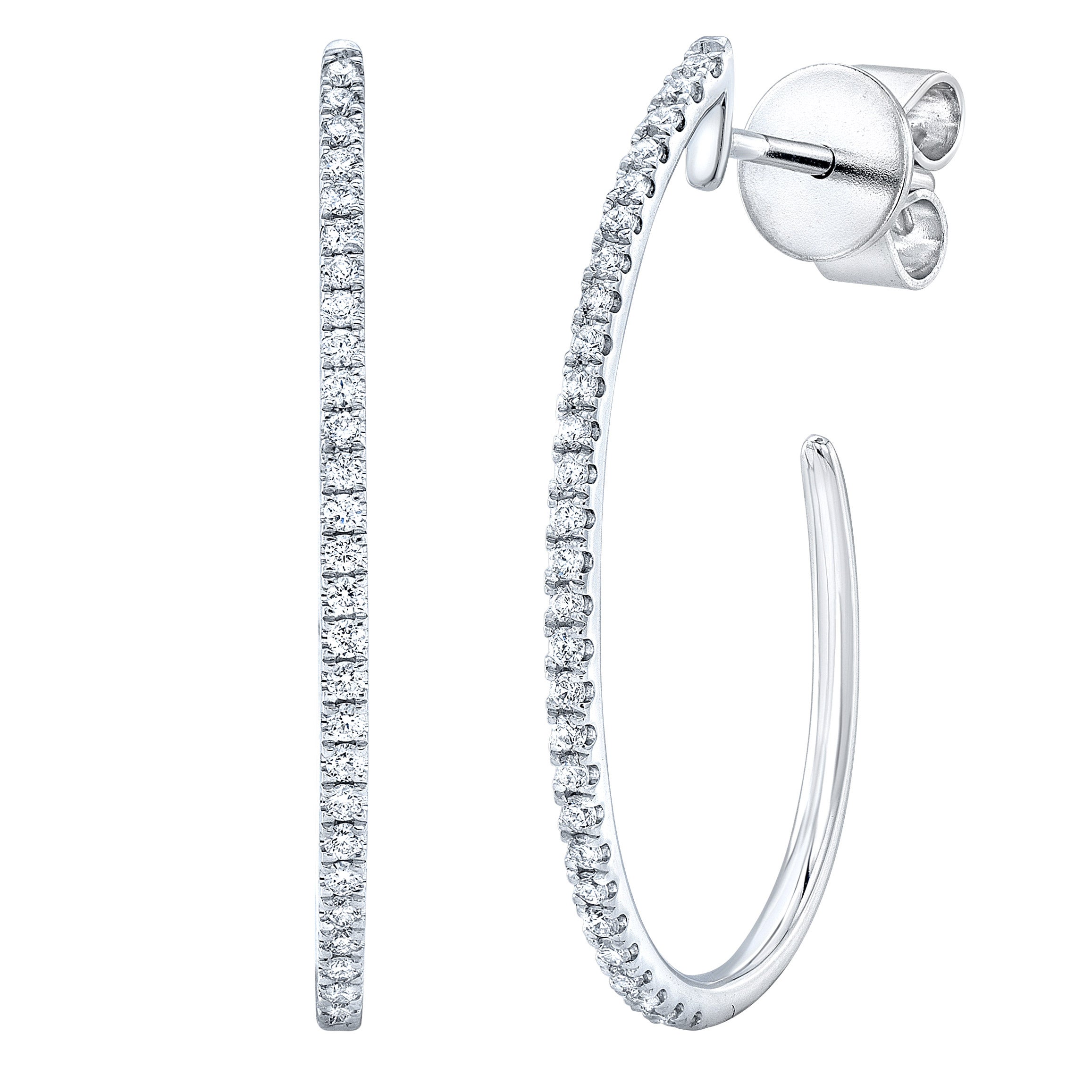 14KT WHITE GOLD VS2 I 0.25CTW ROUND DIAMOND HOOP EARRINGS - Image 1