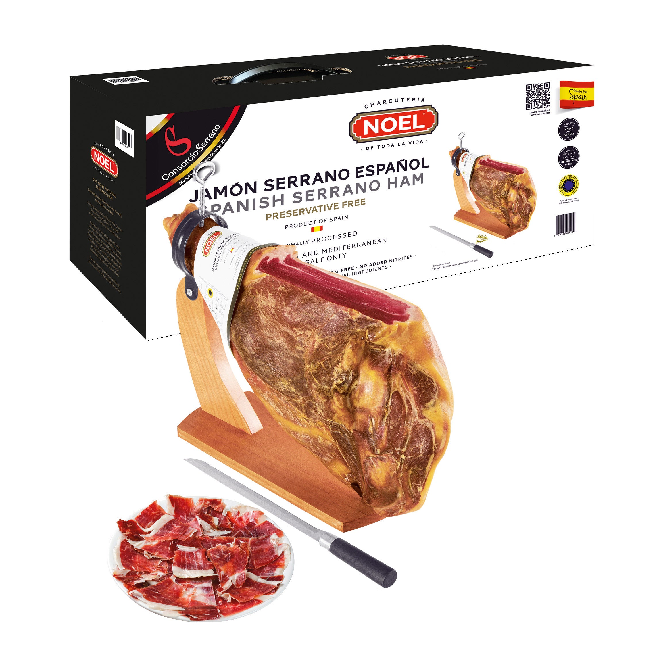 NOEL SERRANO HAM WITH KNIFE & STAND - Image 1
