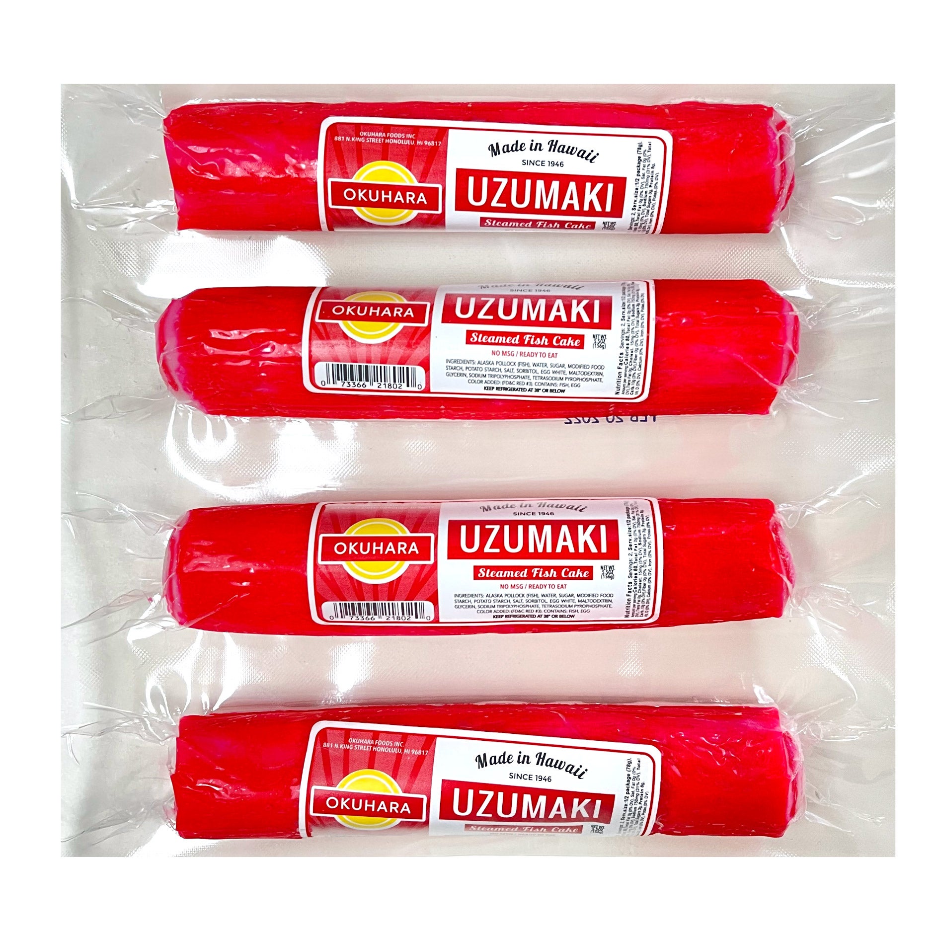 OKUHARA FOODS UZUMAKI FISHCAKE 4/5.5 OZ TL 1LB 6 OZ