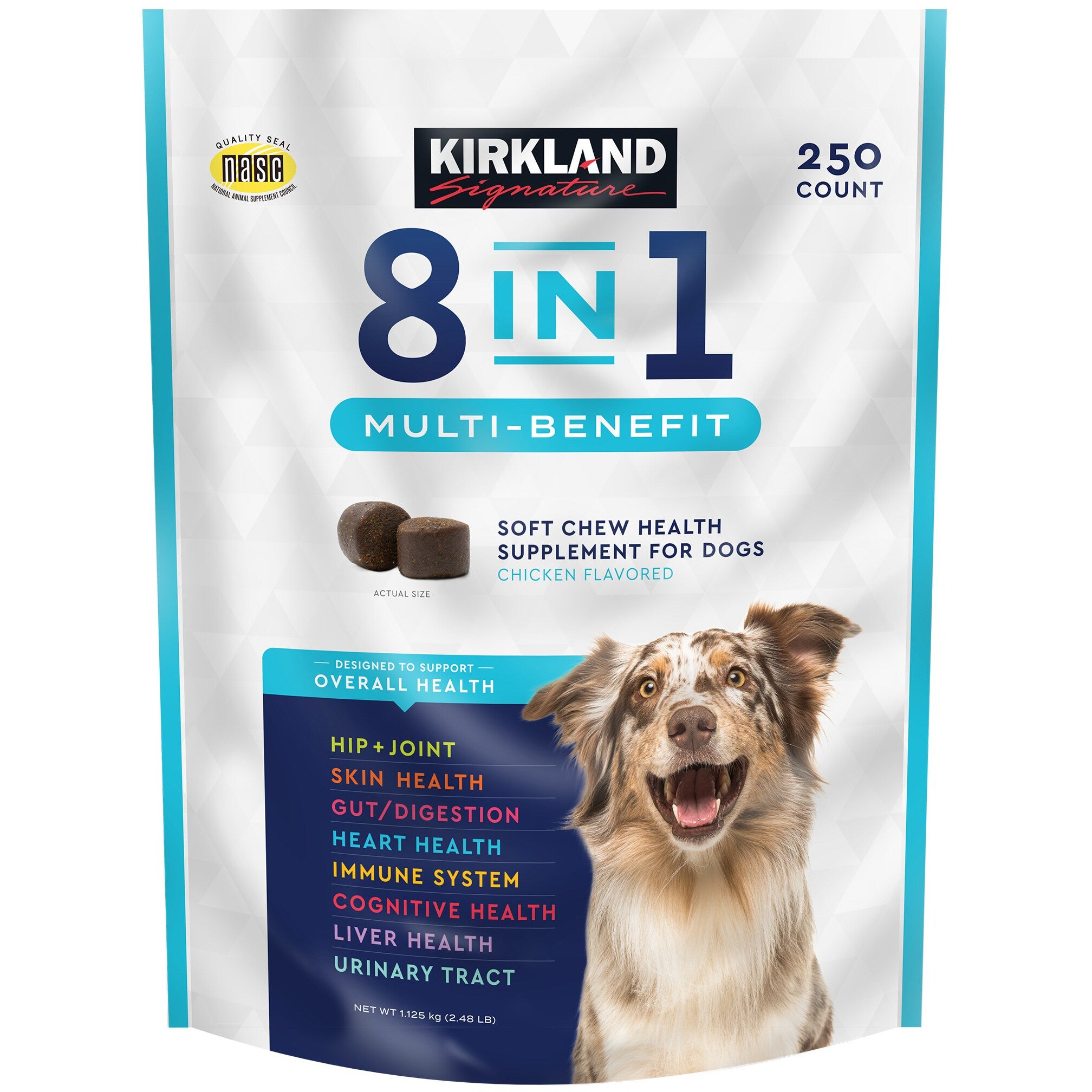KIRKLAND SIGNATURE 8 IN 1 CHEWS FOR DOGS 250CT (2.6 LBS) - Image 1