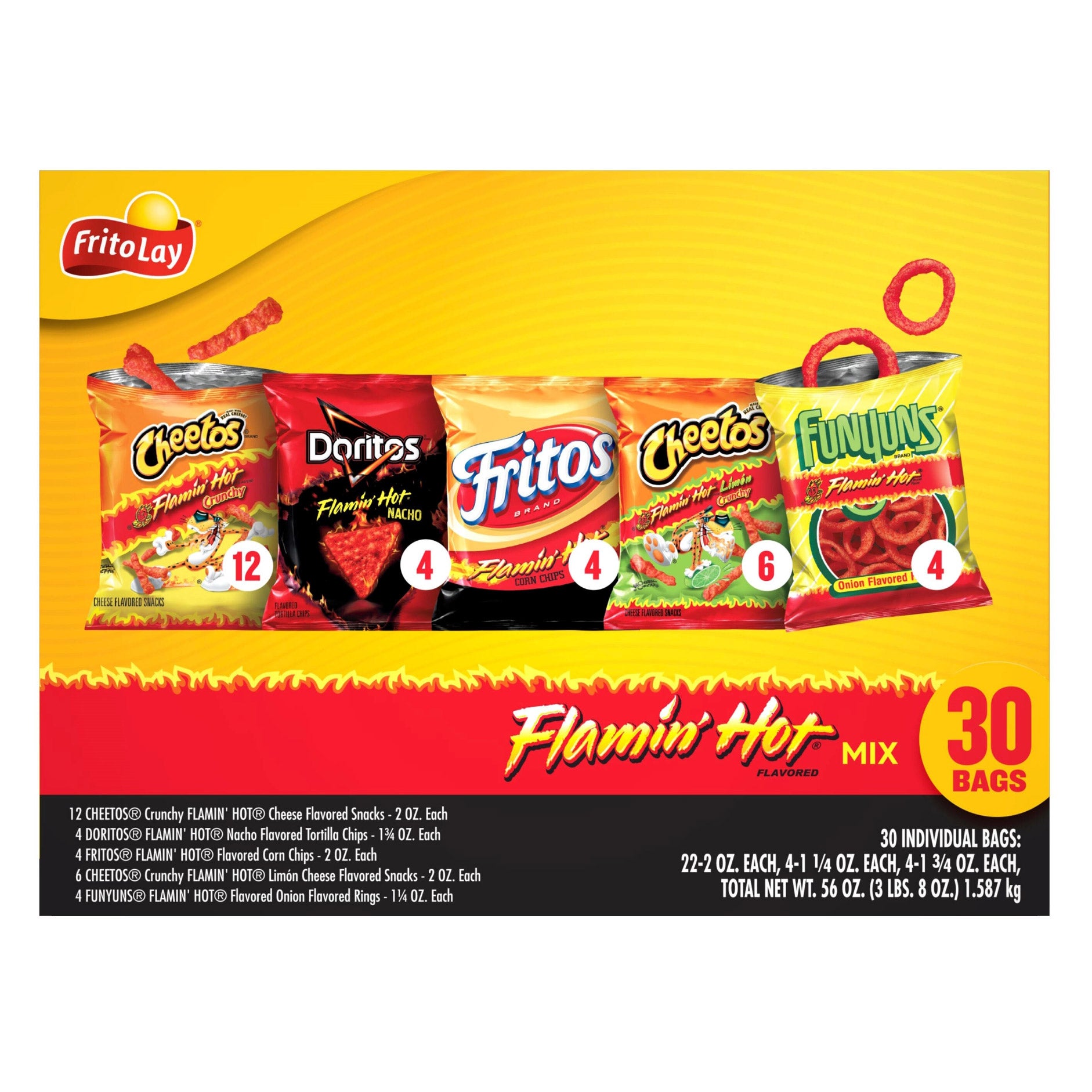 FRITO LAY FLAMIN HOT MIX 30 CT / 56 OZ