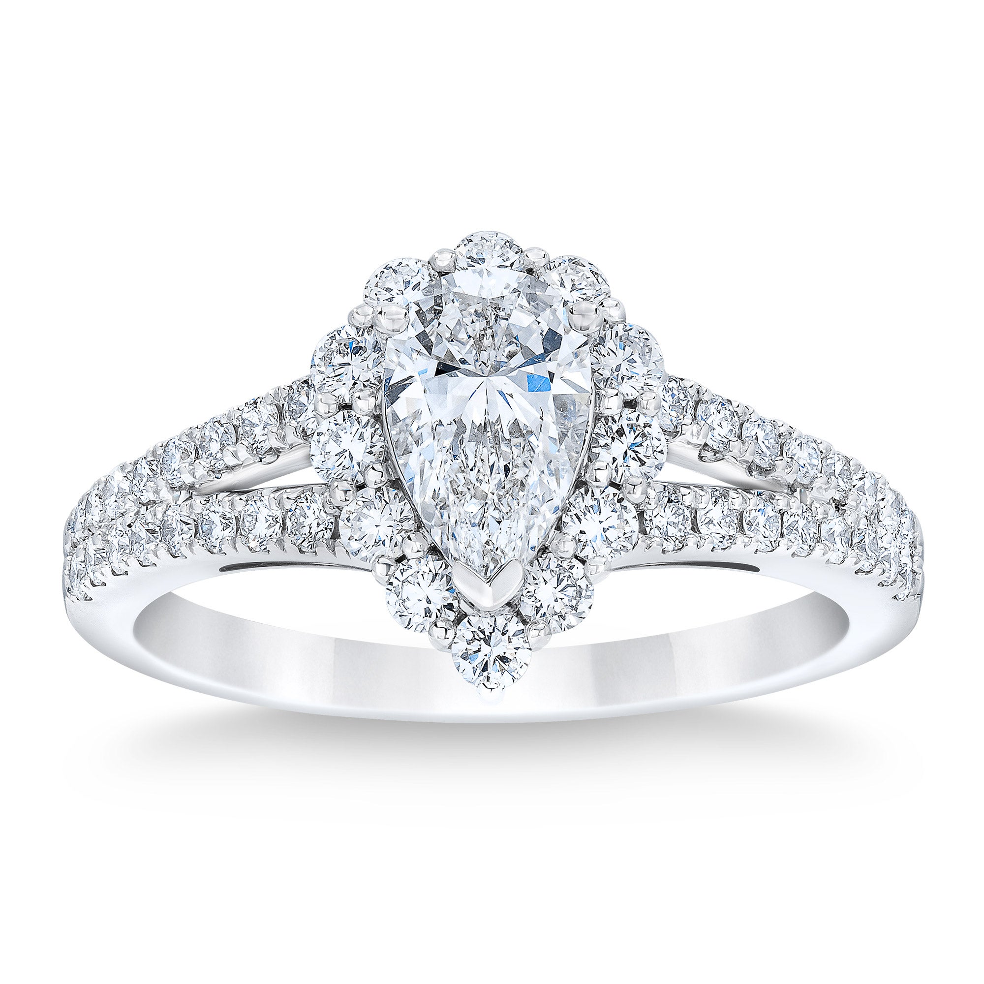 1.30CTW PEAR SHAPE PLATINUM VS2,I 0.70CTR DIAMOND RING SIZE 8 - Image 1