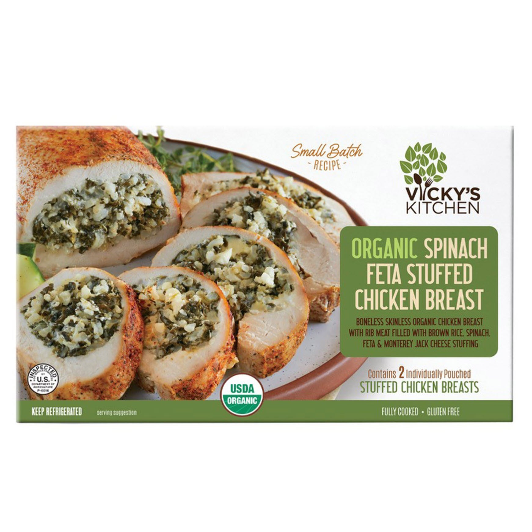 VICKY'S KITCHEN ORGANIC SPINACH FETA STUFFED CHICKEN PER LB