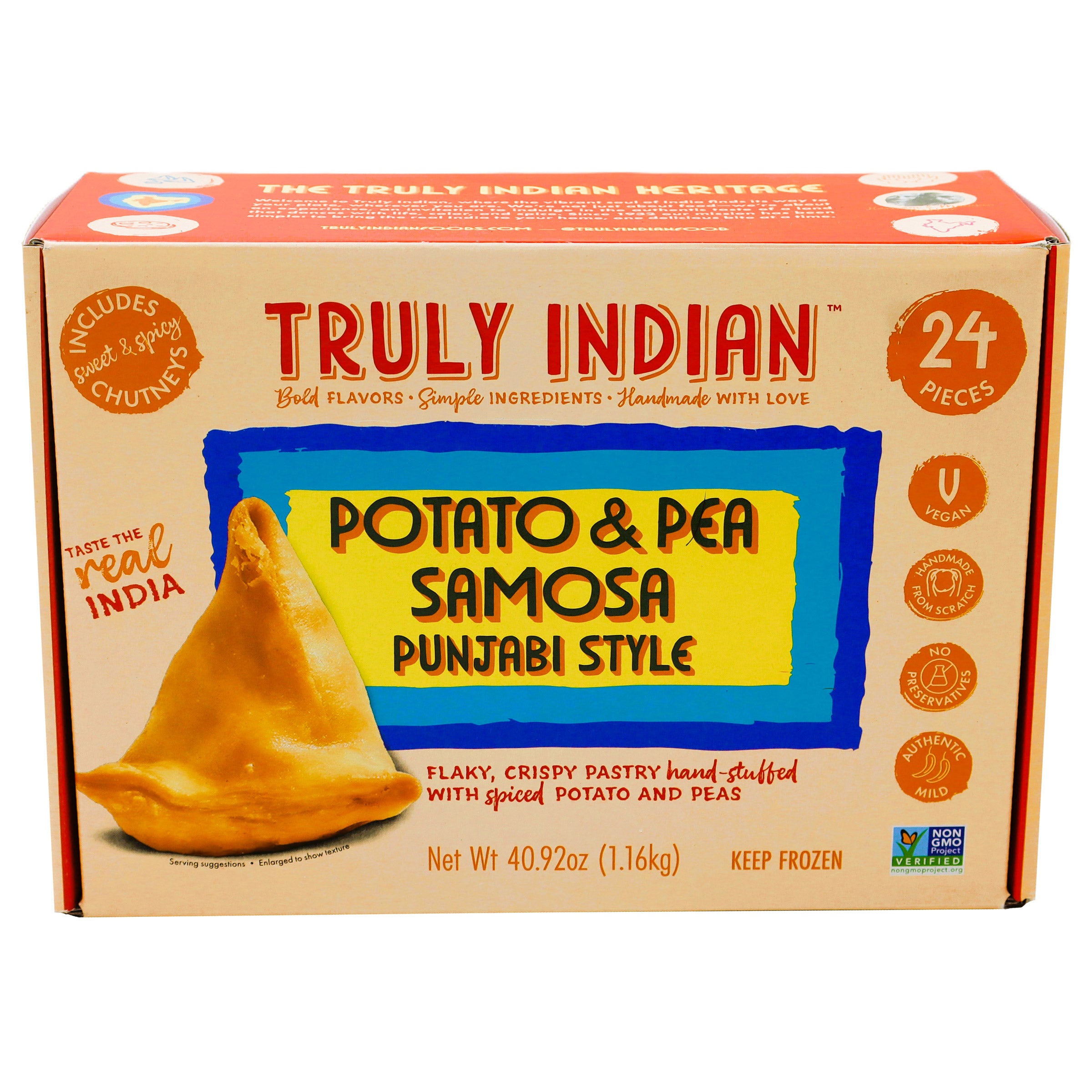 TRULY INDIAN POTATO & PEA SAMOSAS 24CT - Image 1