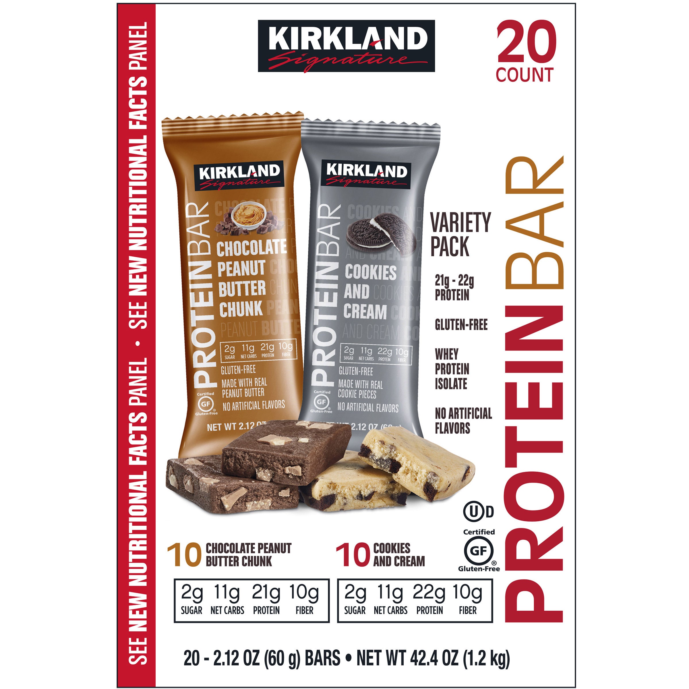 KIRKLAND SIGNATURE PROTEIN BAR VARIETY 20/2.1 OZ (2.62 LBS)
