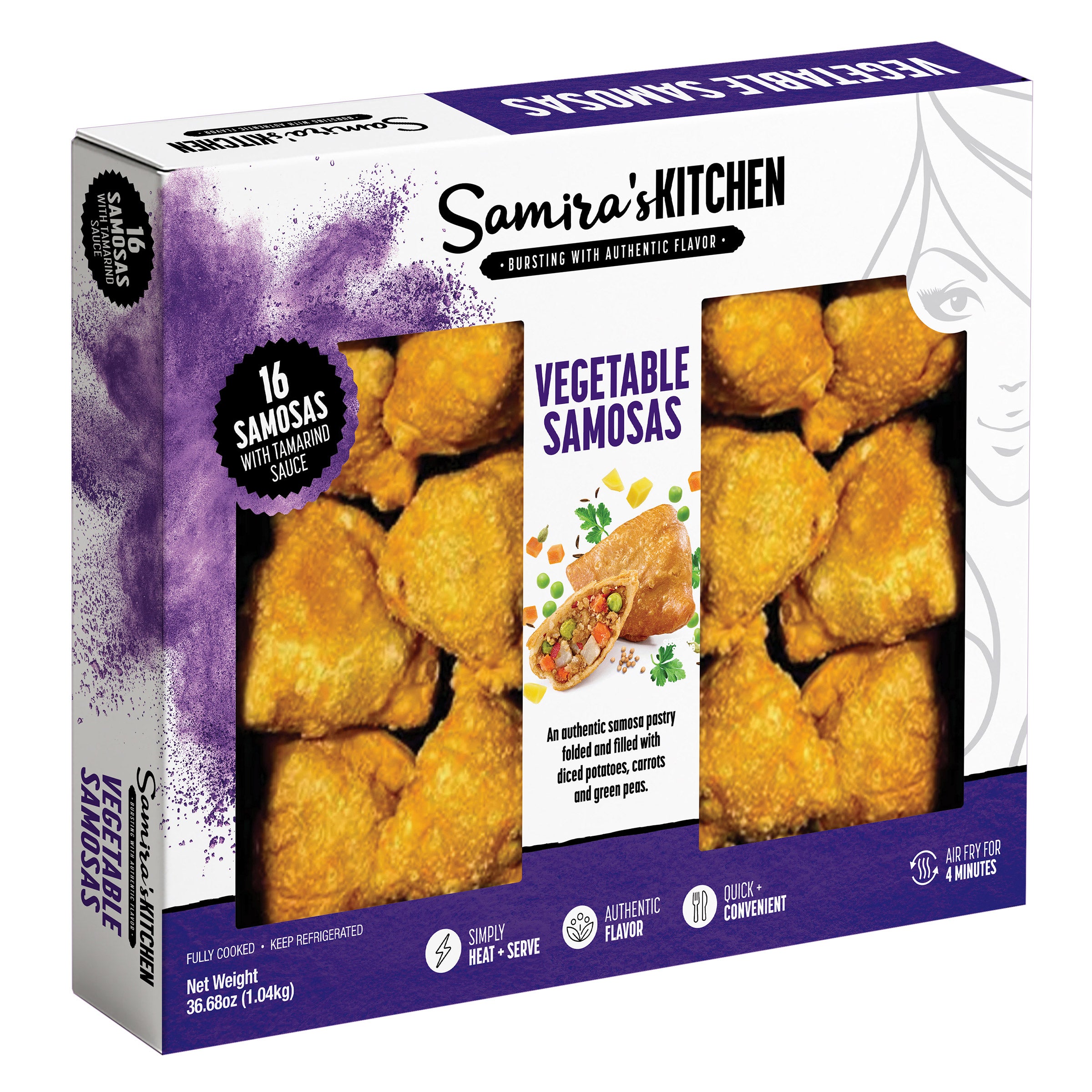 SAMIRA'S KITCHEN VEGETABLE SAMOSA 16CT (2.2LB)