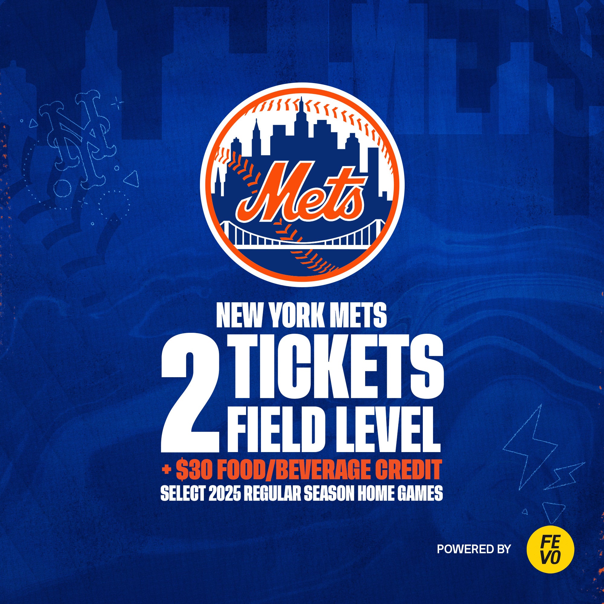MLB - NEW YORK METS 2 FIELD LEVEL TICKETS ITEM IS NON-REFUNDABLE