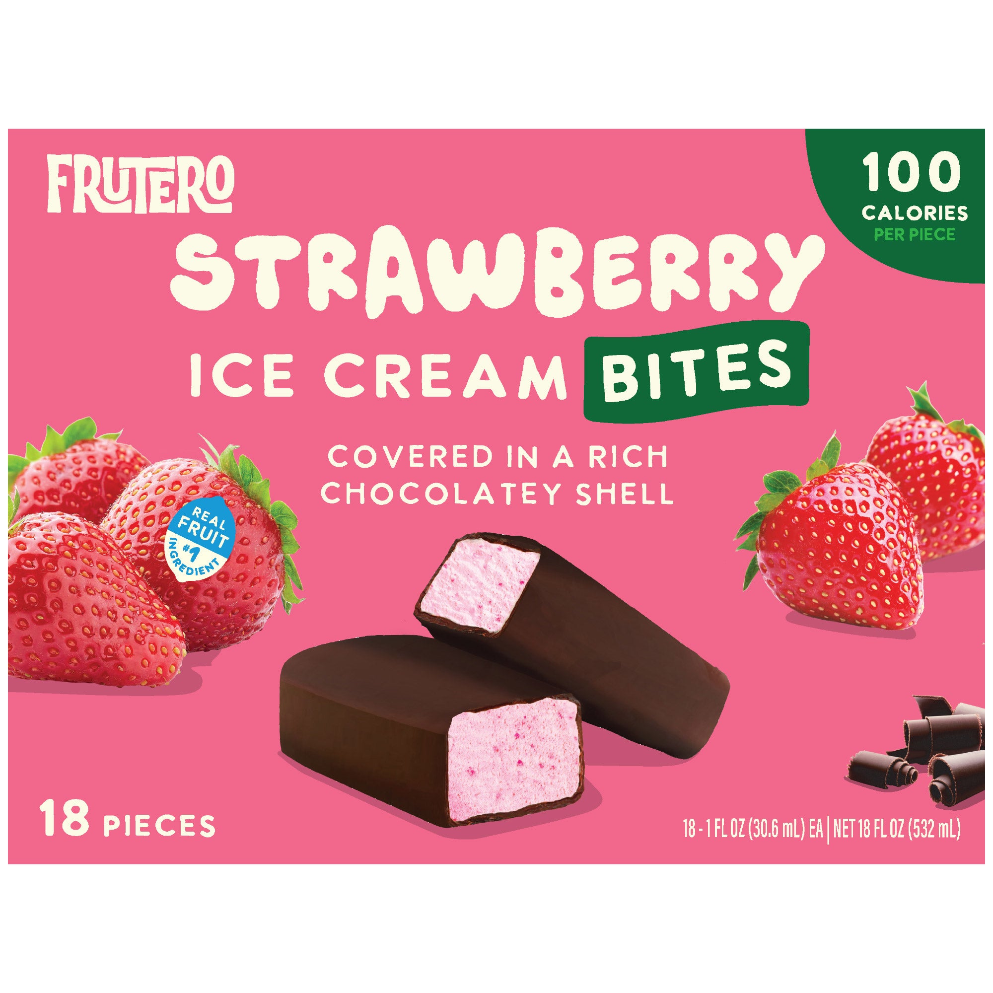 FRUTERO ICE CREAM STRAWBERRY BITES 18 COUNT 18 OUNCES - Image 1
