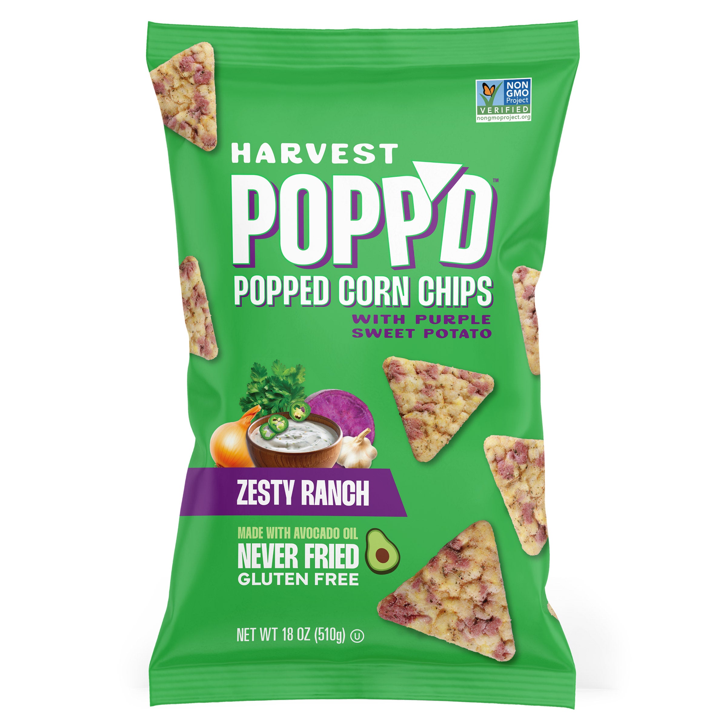 HARVEST POPP'D ZESTY RANCH CHIPS 18 OZ