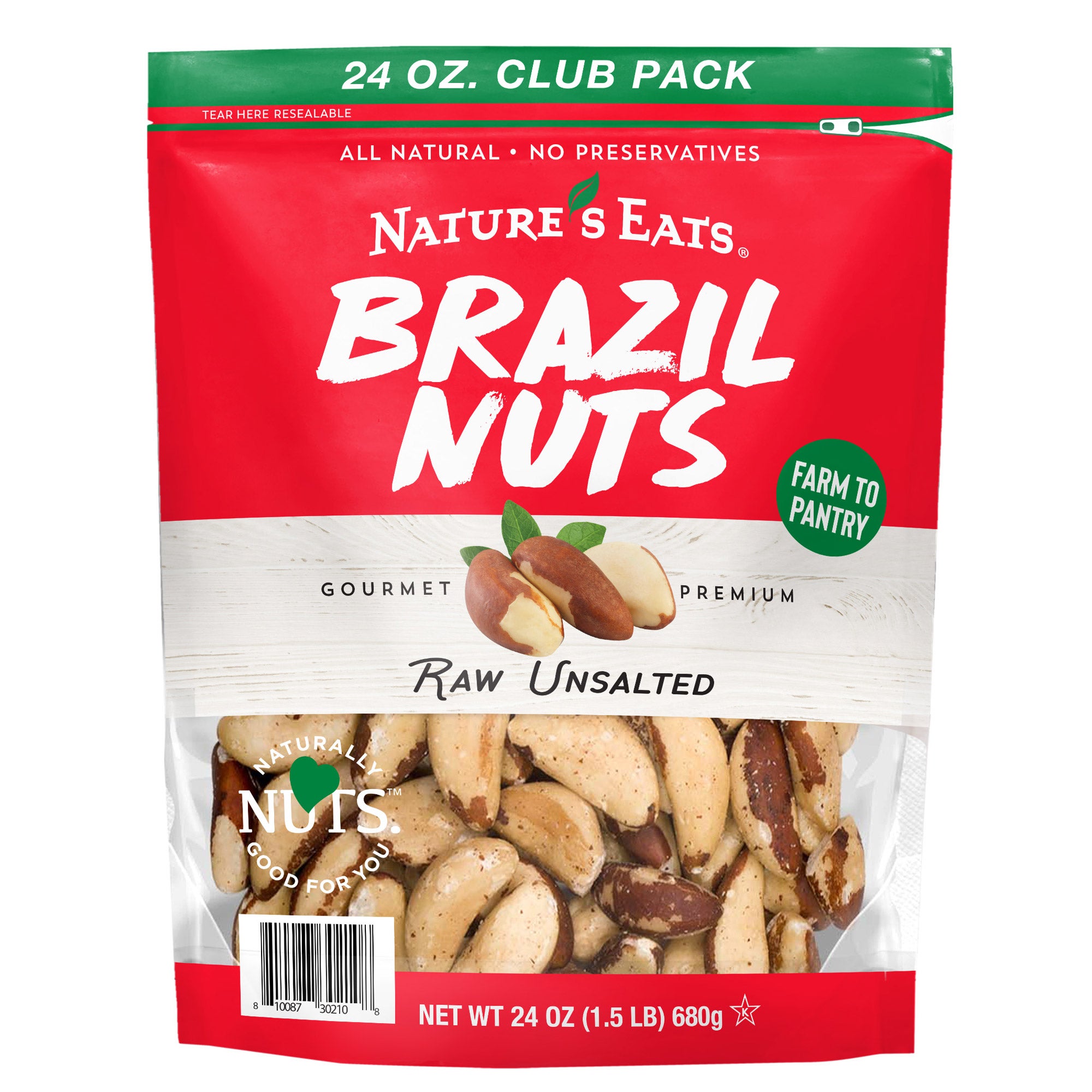 NATURE'S EATS BRAZIL NUTS 24 OZ - Image 1