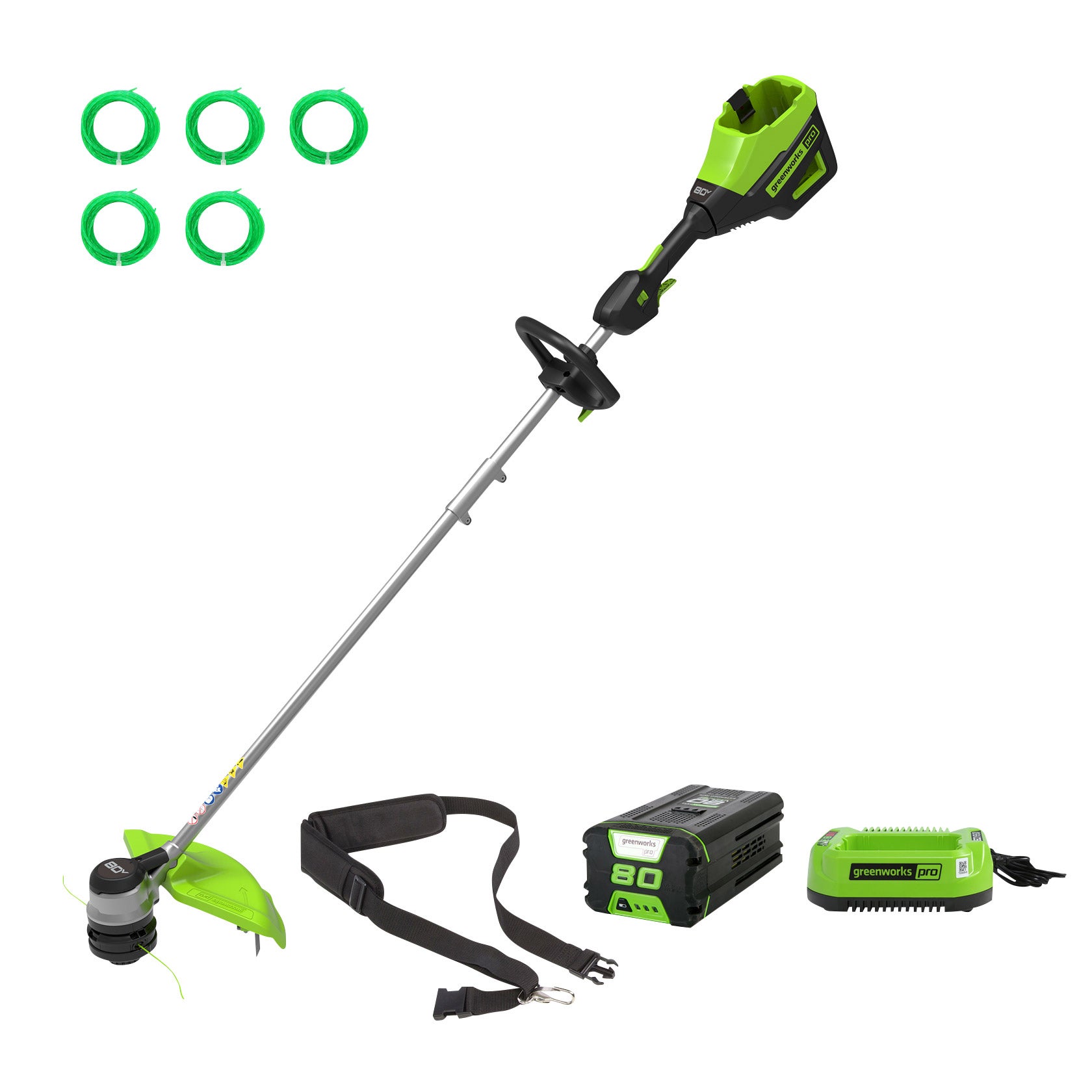 GREENWORKS PRO 80V 16¨ STRING TRIMMER 4AH BATTERY W/ CHARGER