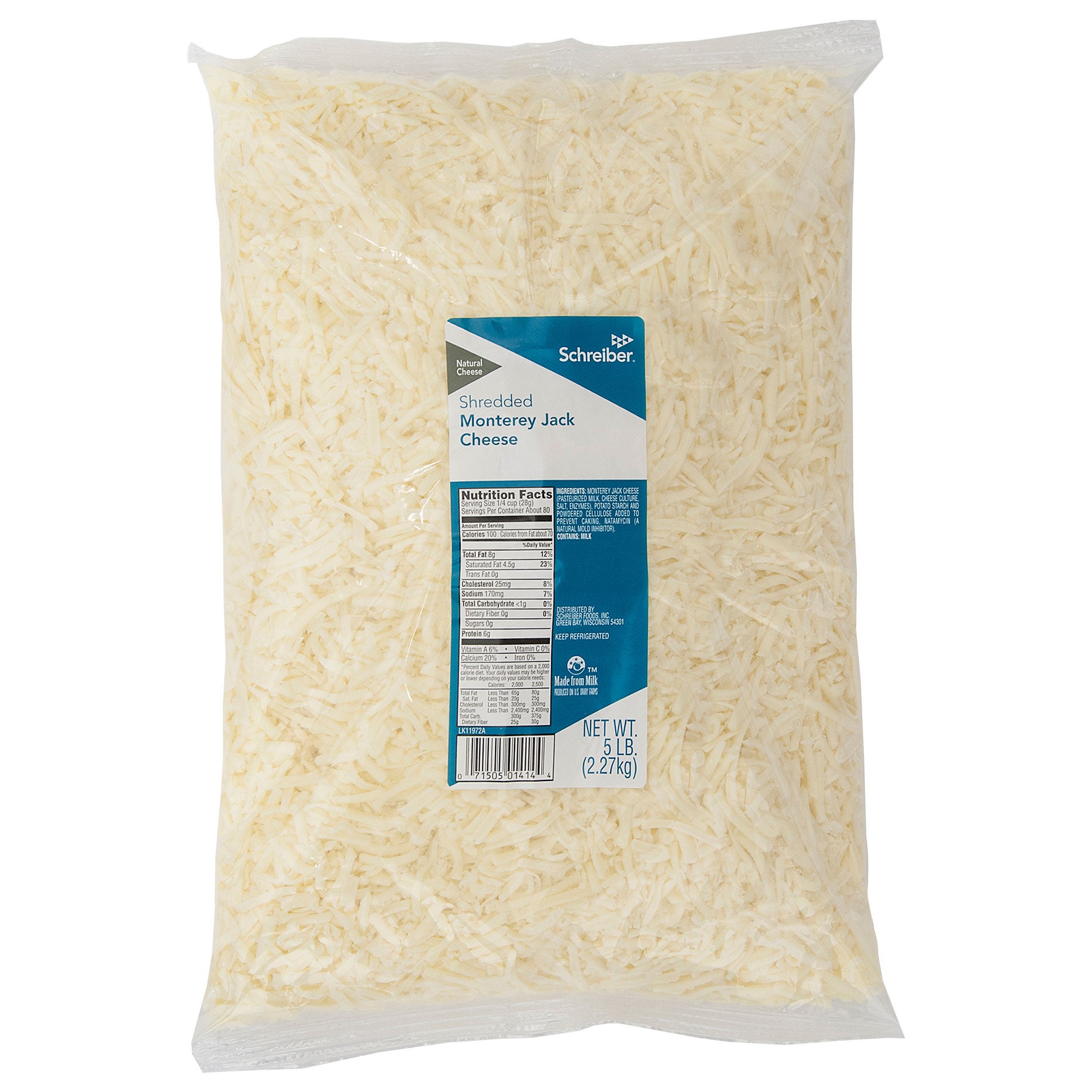 SCHREIBER FEATHER SHRED MONTEREY JACK CHEESE 5 POUNDS