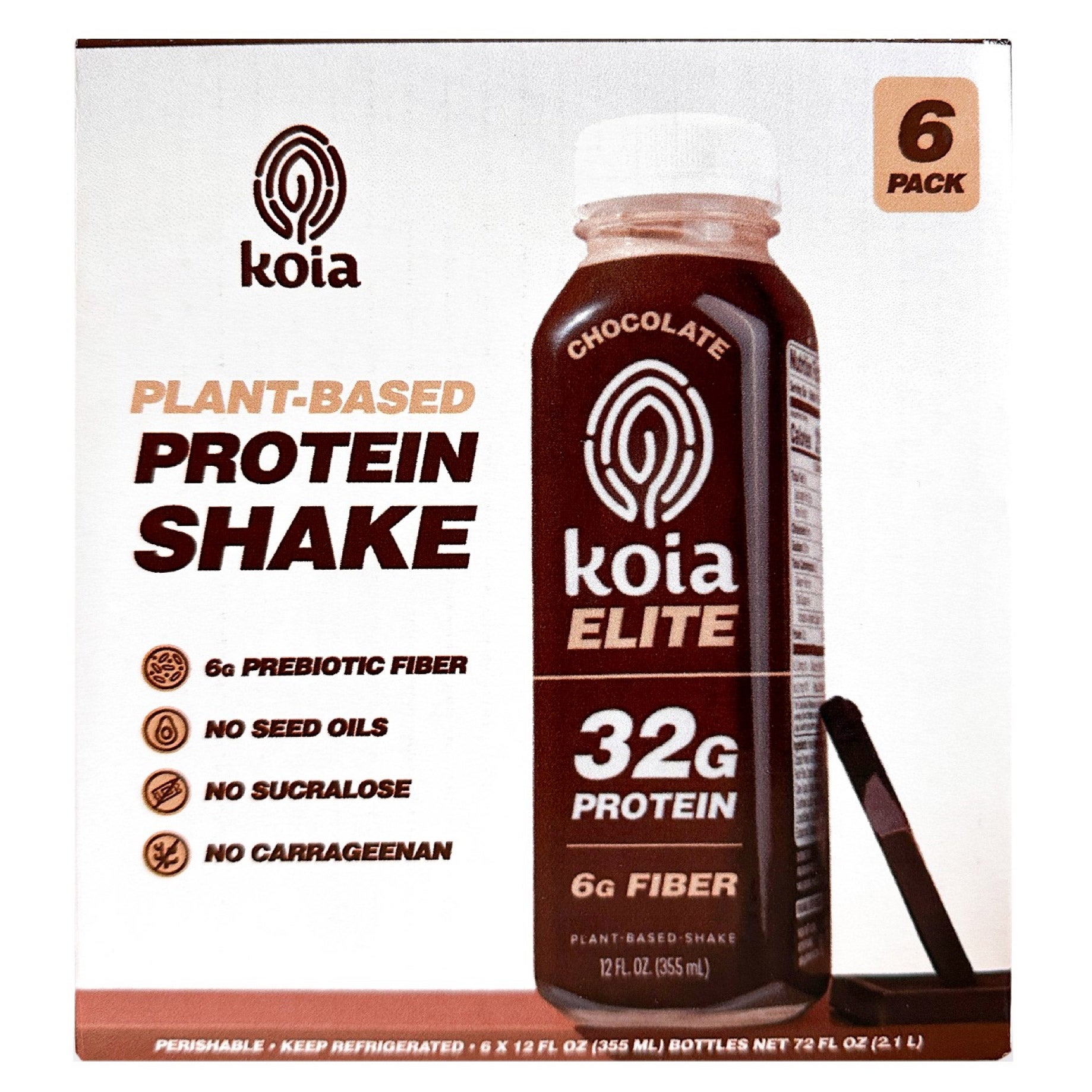 KOIA ELITE PROTEIN CHOCOLATE SHAKE 6 PACK 12 OUNCES EACH - Image 1