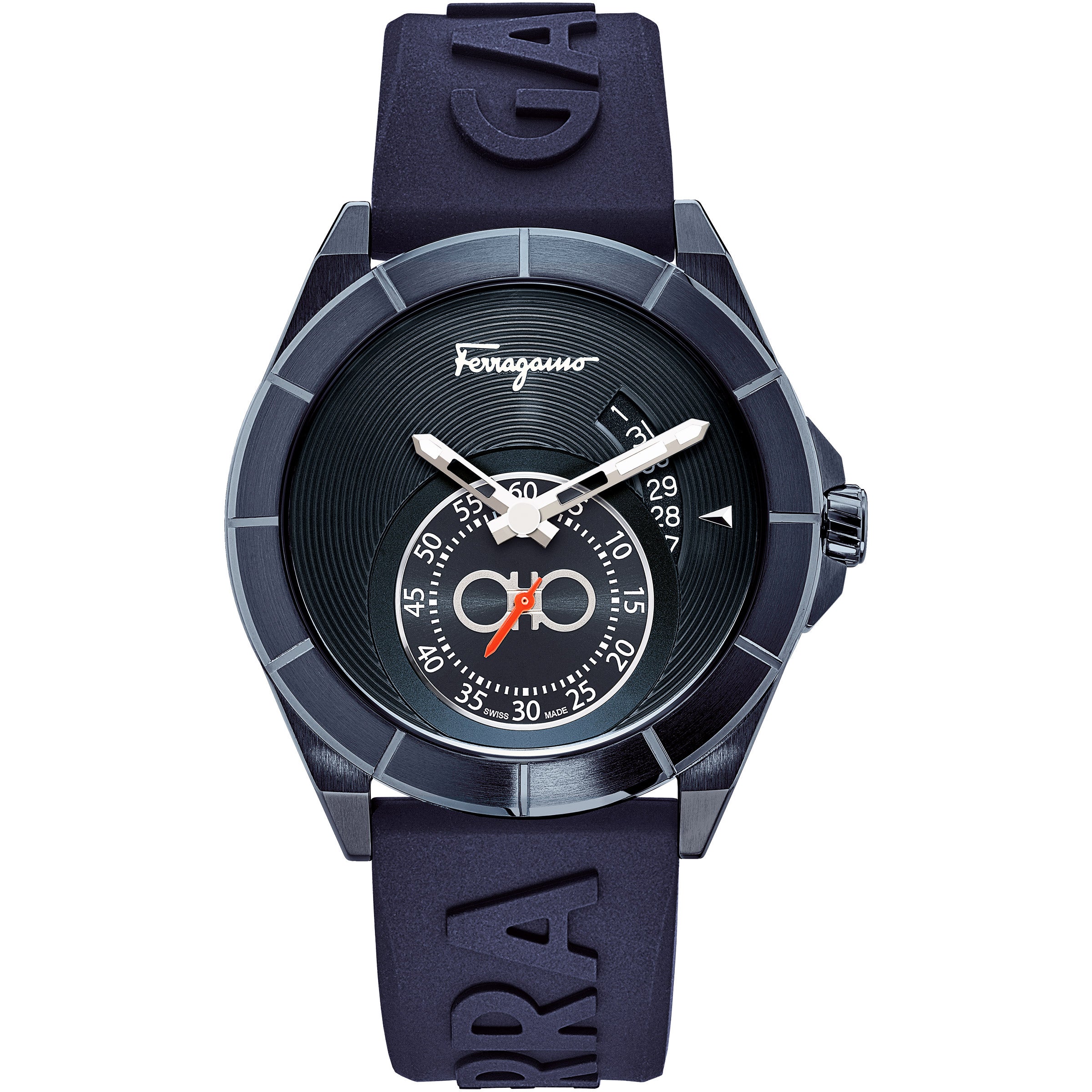 FERRAGAMO URBAN BLUE SILICONE STRAP QUARTZ MEN'S WATCH - Image 1
