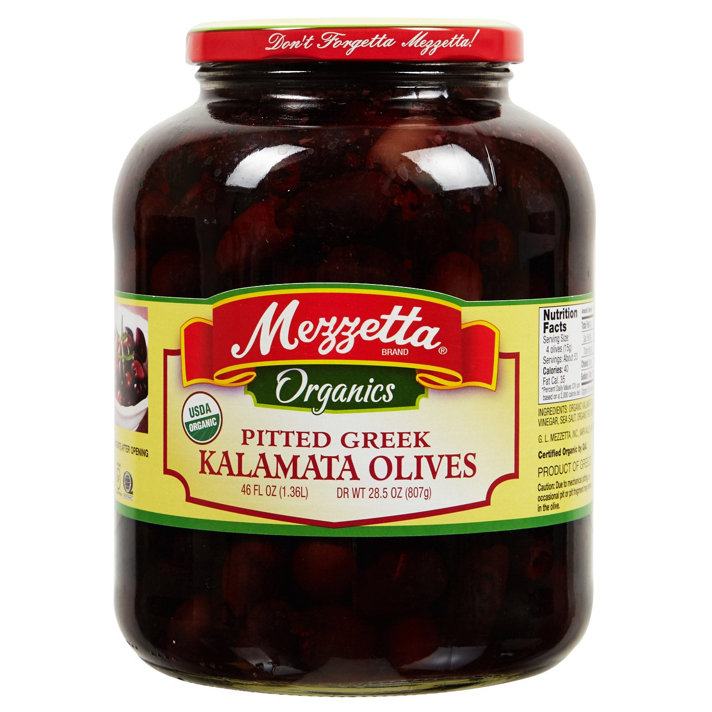 ORGANIC MEZZETTA KALAMATA OLIVES 46 OUNCES