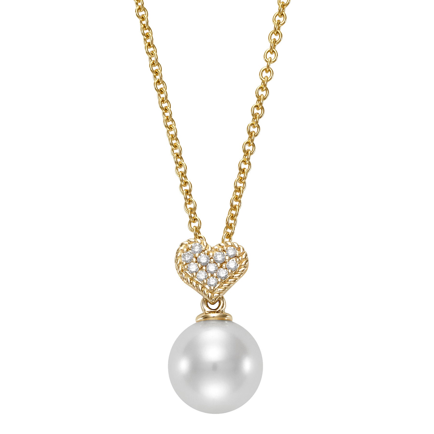 14KT GOLD .05CTW DIA & FRESHWATER CULTURED 8-8.5MM PEARL PENDANT - Image 1