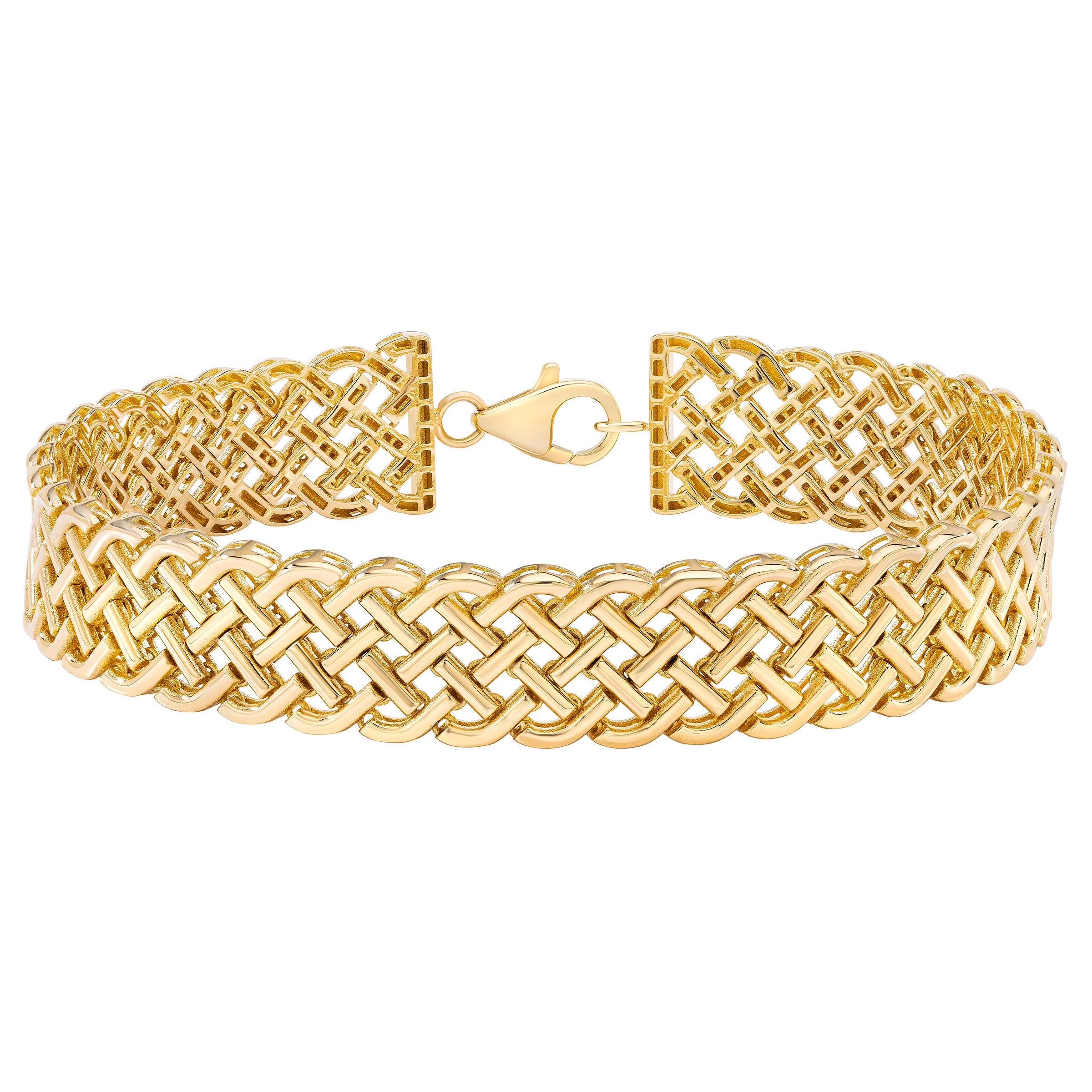 14KT YELLOW GOLD HIGH POLISH BASKET WEAVE BRACELET