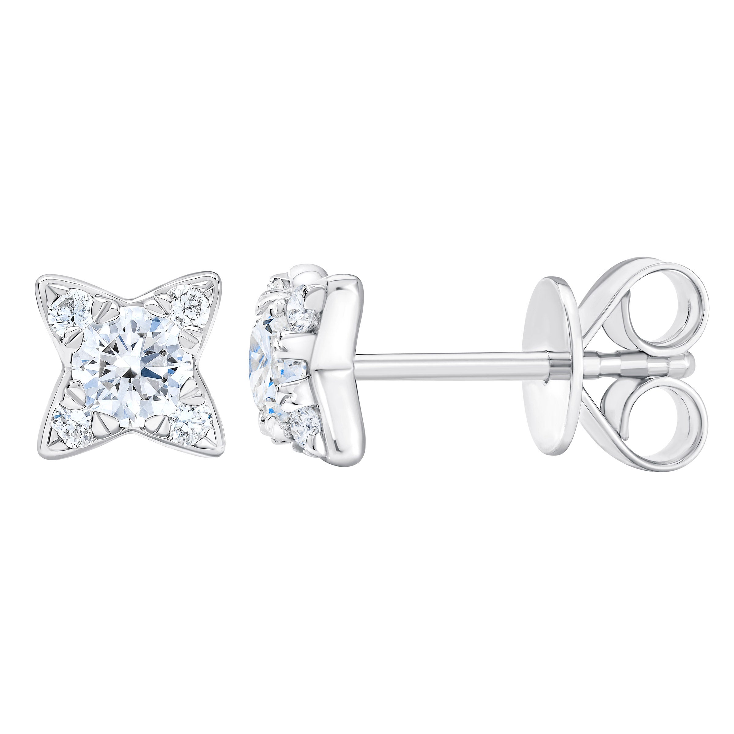 14KT WHITE GOLD VS2 I 0.50CTW ROUND DIAMOND STAR EARRINGS - Image 1