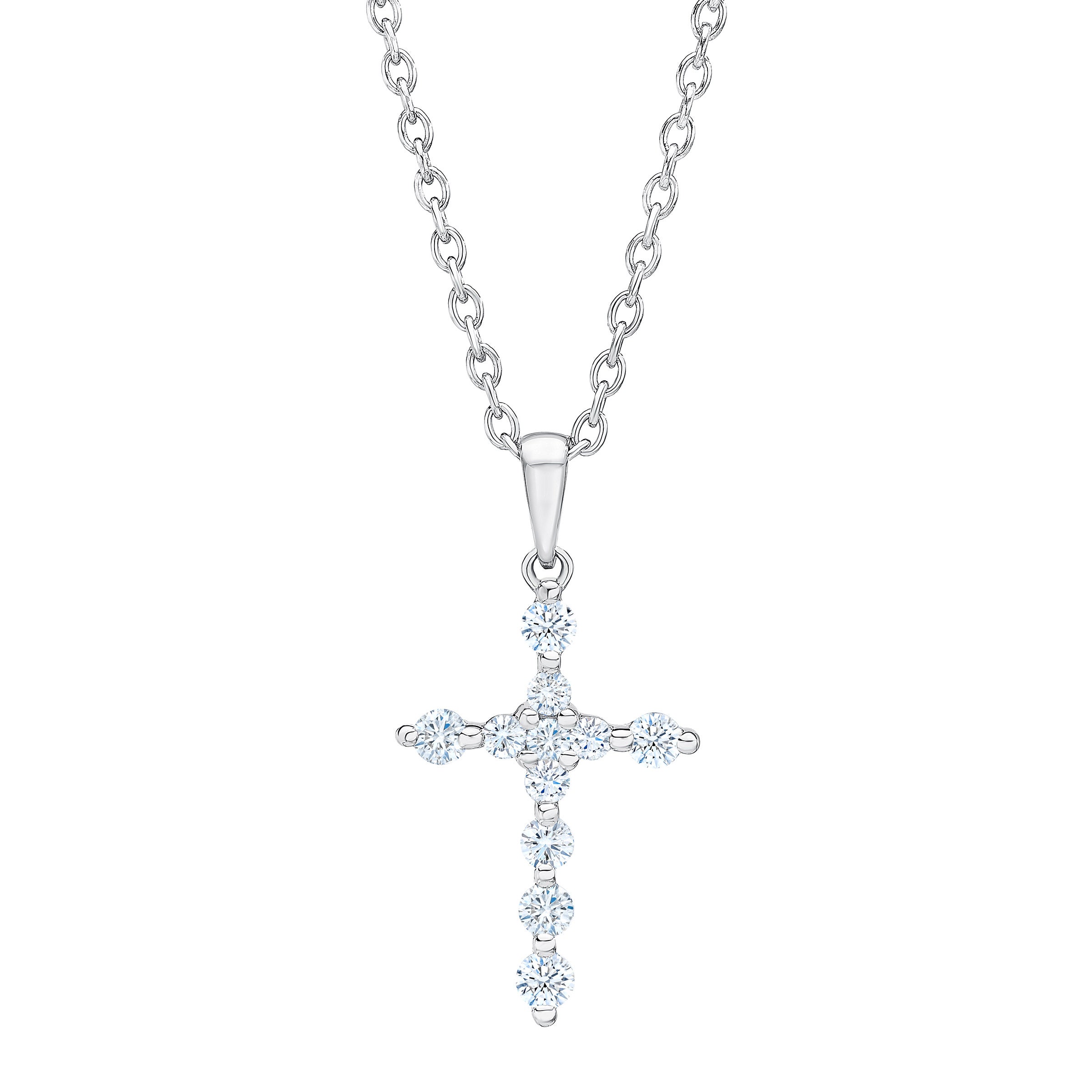 14KT WHITE GOLD VS2 I 0.43CTW ROUND DIAMOND CROSS PENDANT - Image 1