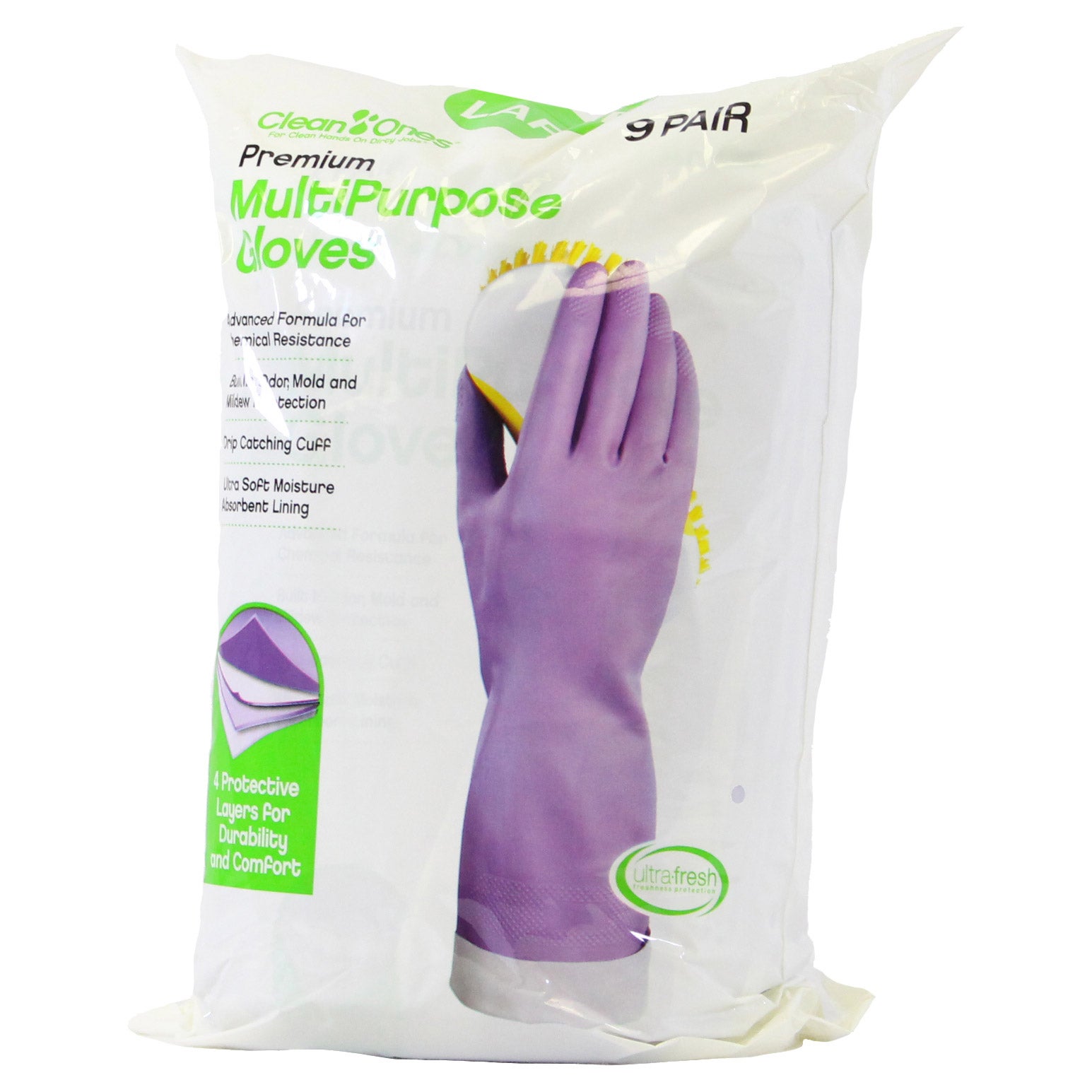 CLEAN ONES LATEX-NEOPRENE GLOVES 9 PK