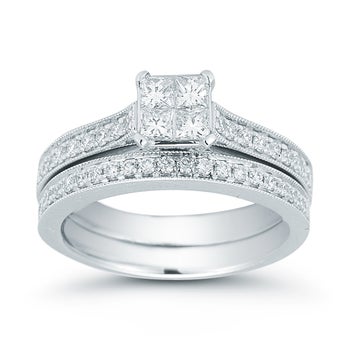 14KT WHITE GOLD 1.00CTW VS2,I DIAMOND WEDDING SET