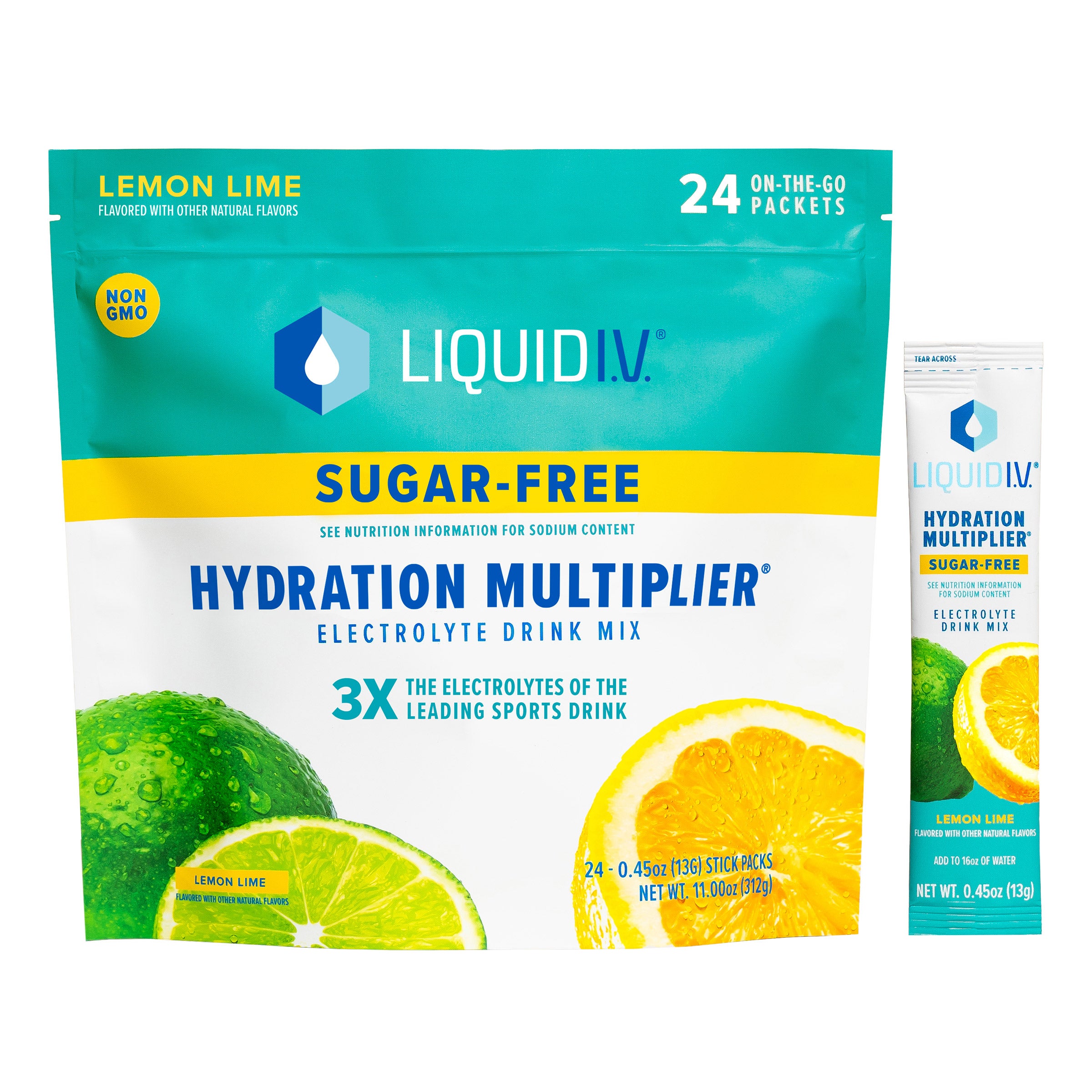 LIQUID I.V. HYDRATION MULTIPLIER LEMON LIME 24 COUNT - Image 1