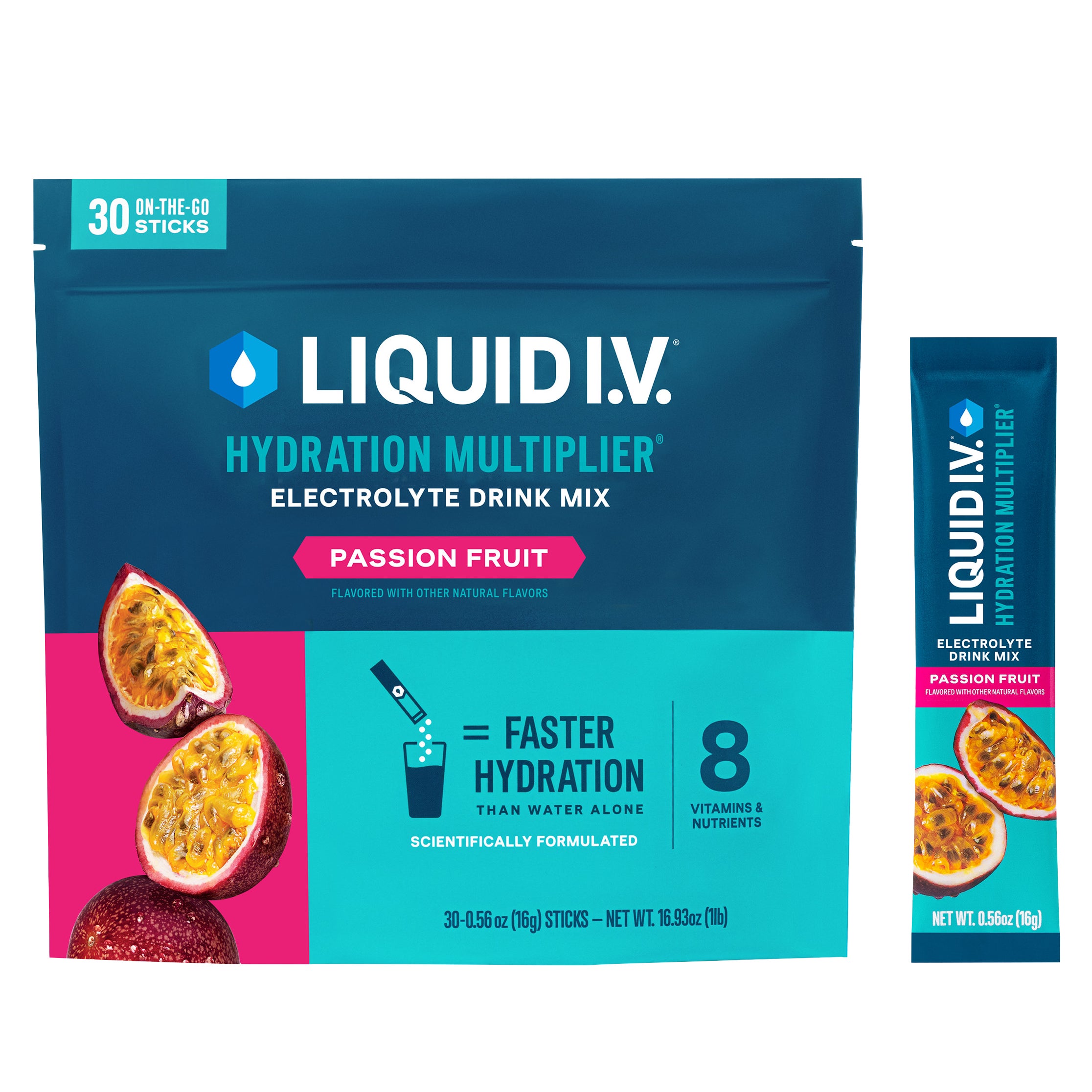 LIQUID I.V. HYDRATION MULTIPLIER PASSION FRUIT 30 COUNT - Image 1