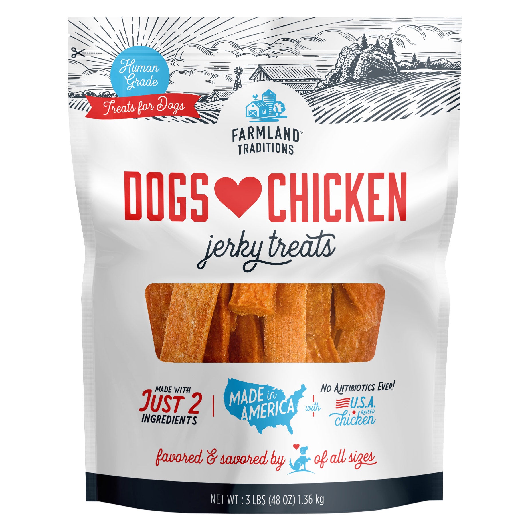 FARMLAND TRADITIONS 100% CHICKEN BREAST JERKY 3 LB