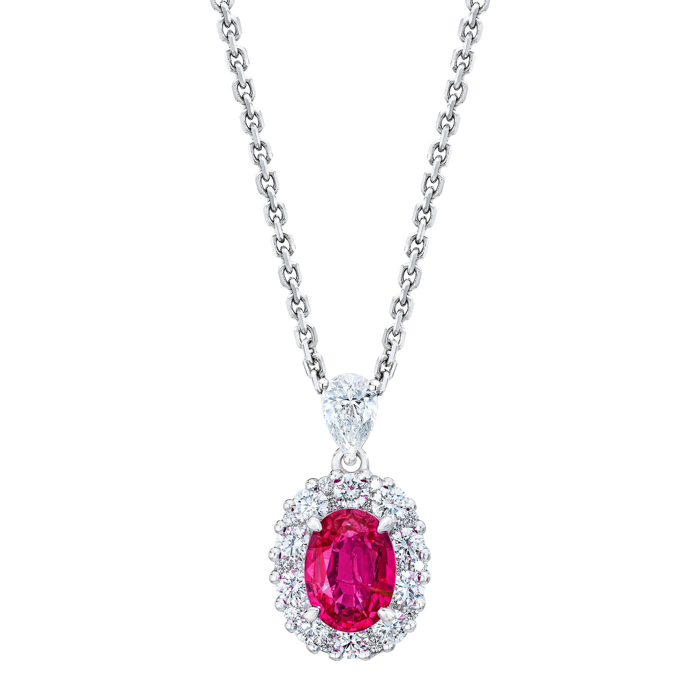 14KT WHITE GOLD VS2 I 0.55CTW DIAMOND & RUBY NECKLACE