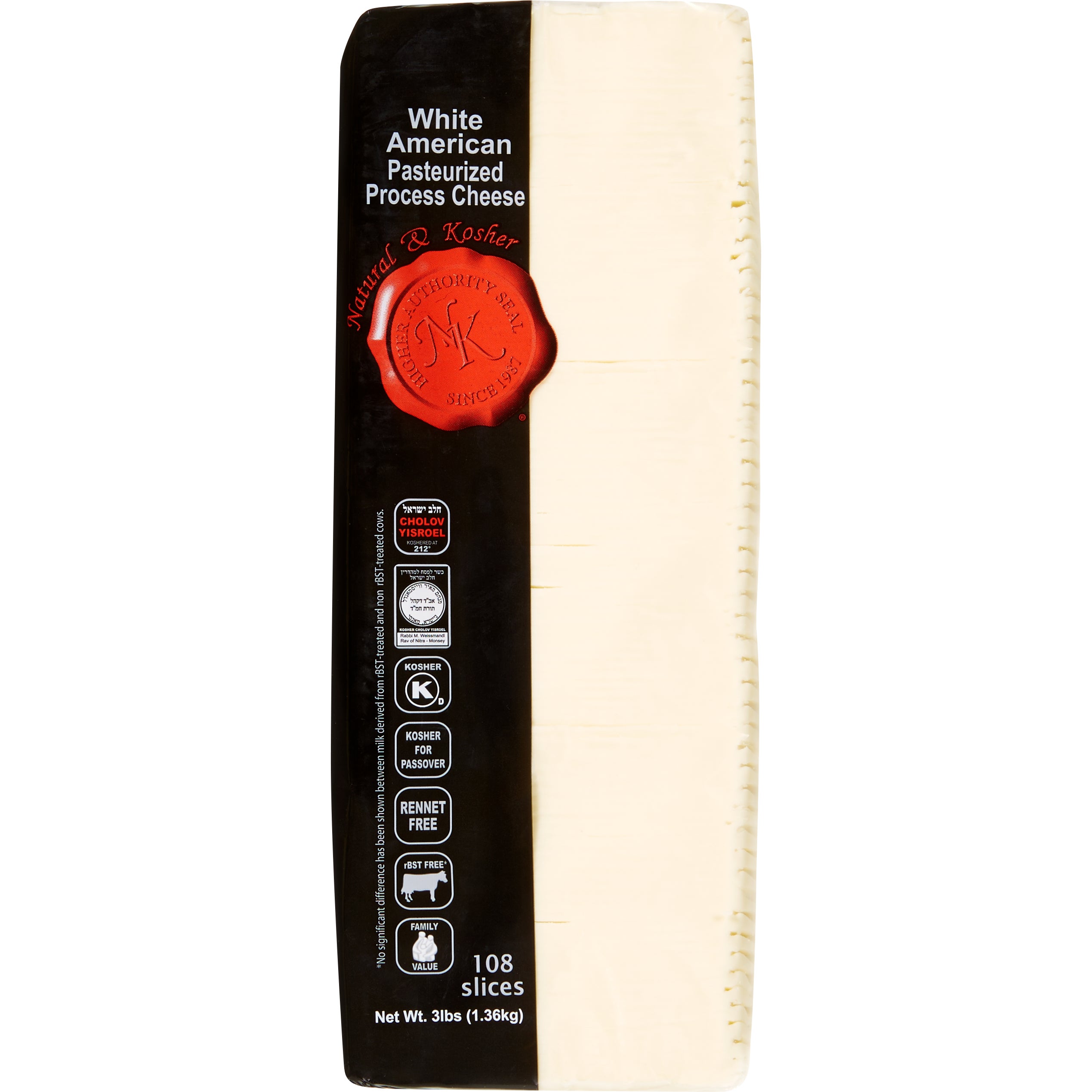 NATURAL & KOSHER SLICED AMERICAN CHEESE 48 OZ (3 LBS)